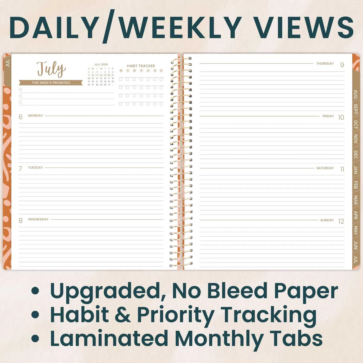 bloom daily planners Agenda de año académico 2026-2027 (8.5 x 11 pulgadas) (julio de 2026 a julio de 2027), organizador semanal y mensual con calcomanías y pestañas, Momentos de Gracia