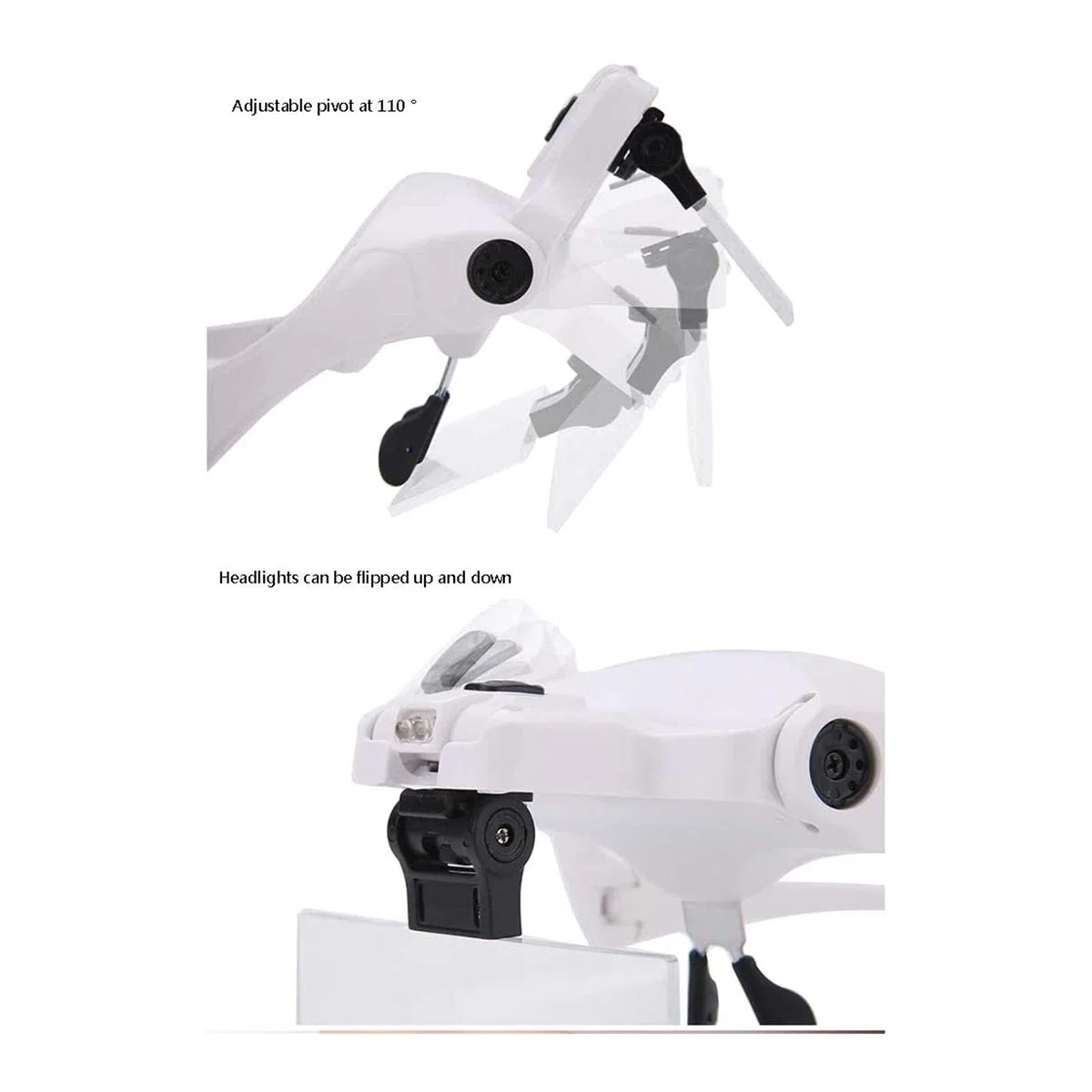 Lupa de Diadema, Lupa iluminada para Montar en la Cabeza, Lupa Manos Libres con Zoom de 1X a 3,5X y 5 Lentes Desmontables, Lupa iluminada para Lectura, Lupa de joyero.