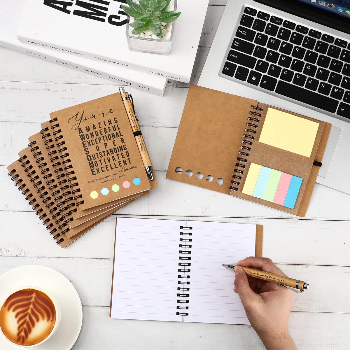 Jetec 25 juegos de cuadernos inspiradores a granel para el regreso a clases, cuaderno motivacional con bolígrafo y bloc de notas adhesivas, regalo de agradecimiento para profesores, estudiantes