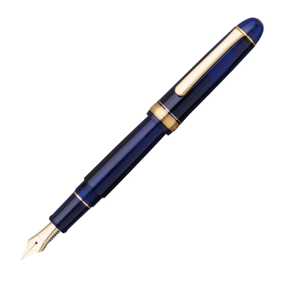 PLATINUM Pluma estilográfica japonesa #3776 Century Gold Trim Chartres Blue C/Azul/0,54-0,64 mm/Hecho a mano/pluma de oro de 14 quilates con caja de regalo PNB15000-51C