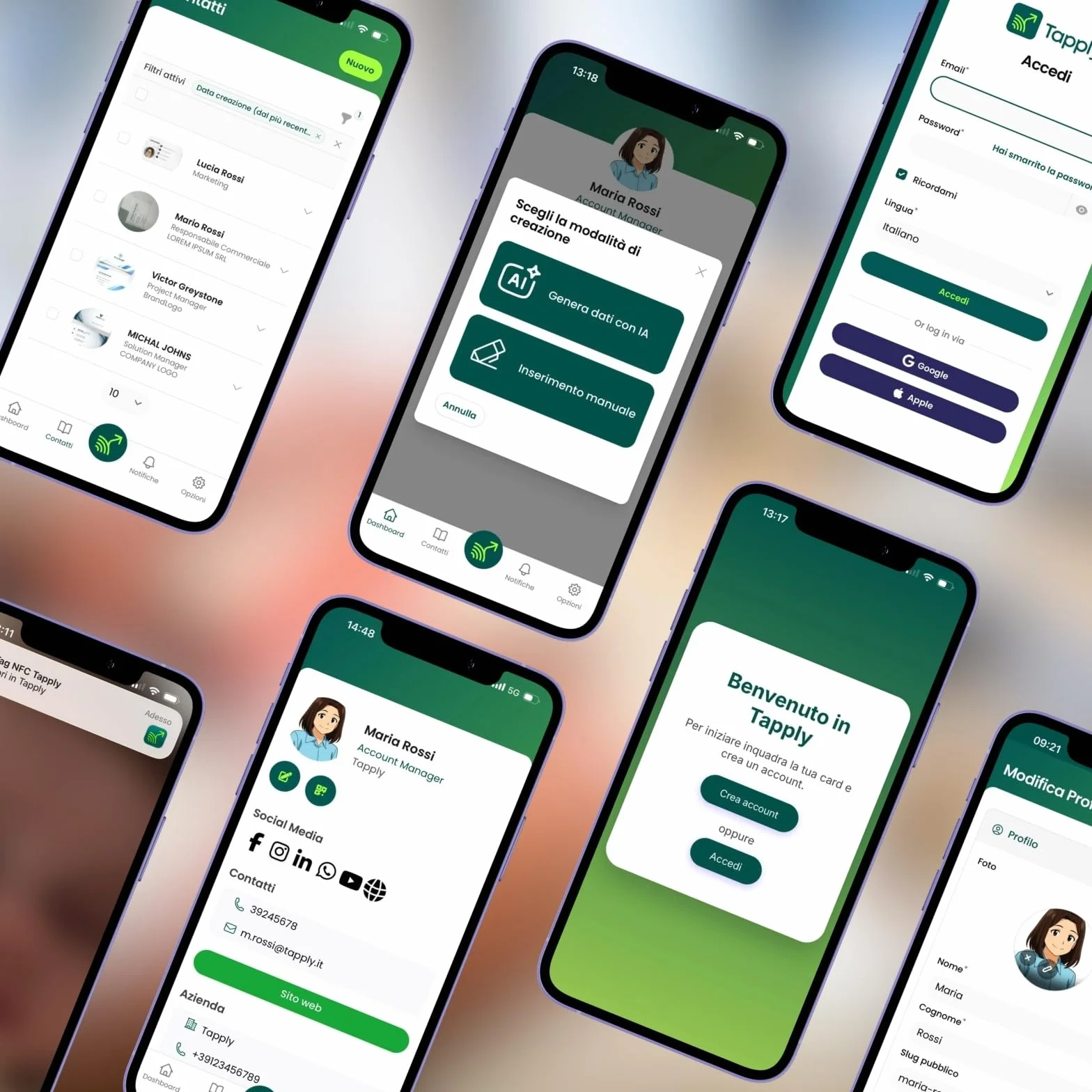 Tarjeta de visita digital con tecnología NFC y código QR, compatible con Android e iOS, perfil actualizable en línea (turquesa)