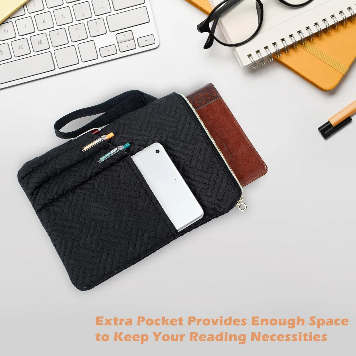 APLUFINE Funda para libro de la Biblia para mujeres y hombres, funda de libro para los amantes de los libros, protector de libro de tapa blanda y fundas duras, funda para libros (negro, vertical)