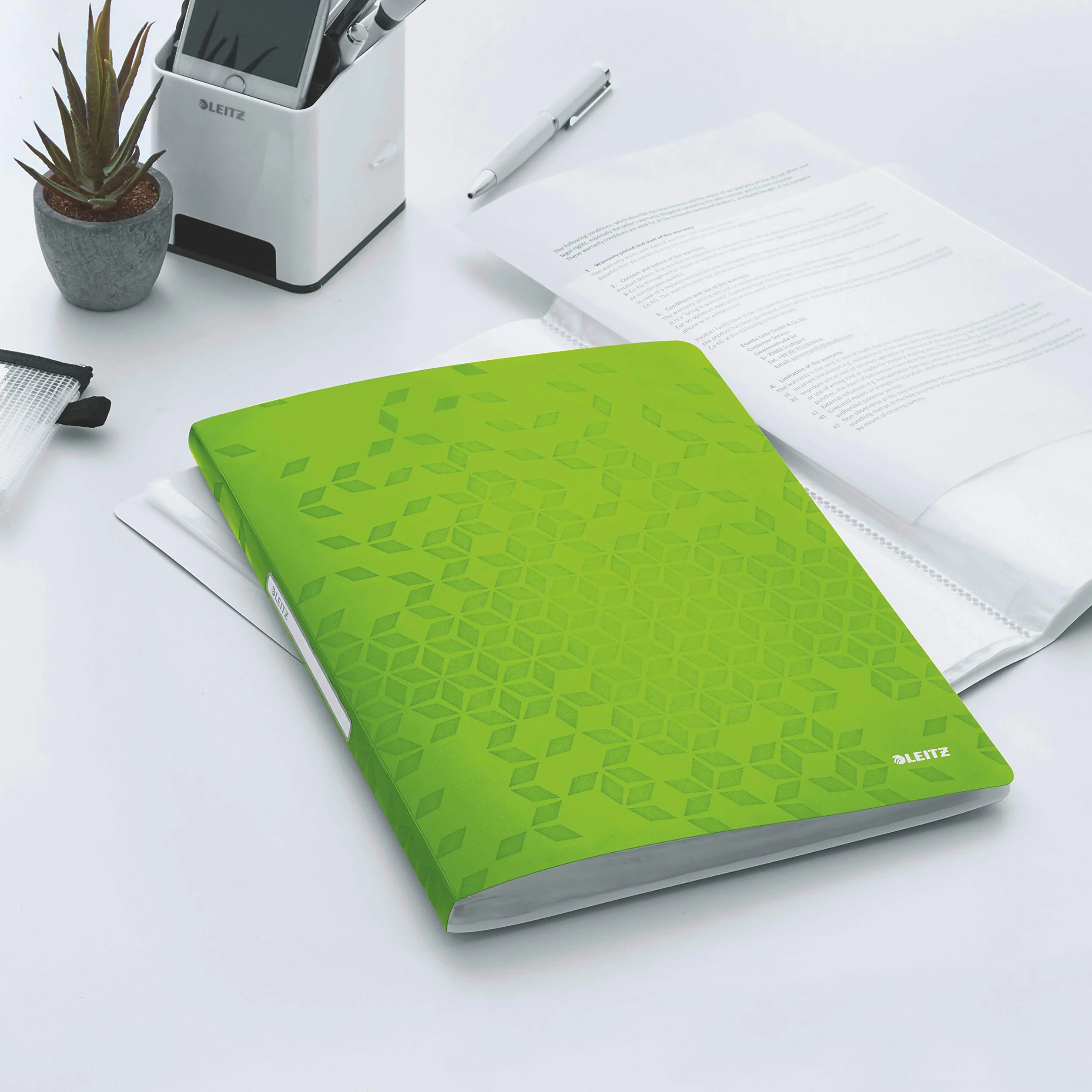 Leitz WOW 46320054 WOW - Carpeta con 40 fundas transparentes para 80 hojas, formato A4, 10 unidades, color verde