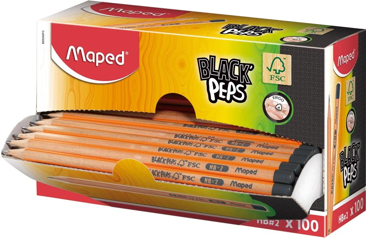 Maped Black'Peps - Lápices de grafito HB 100x