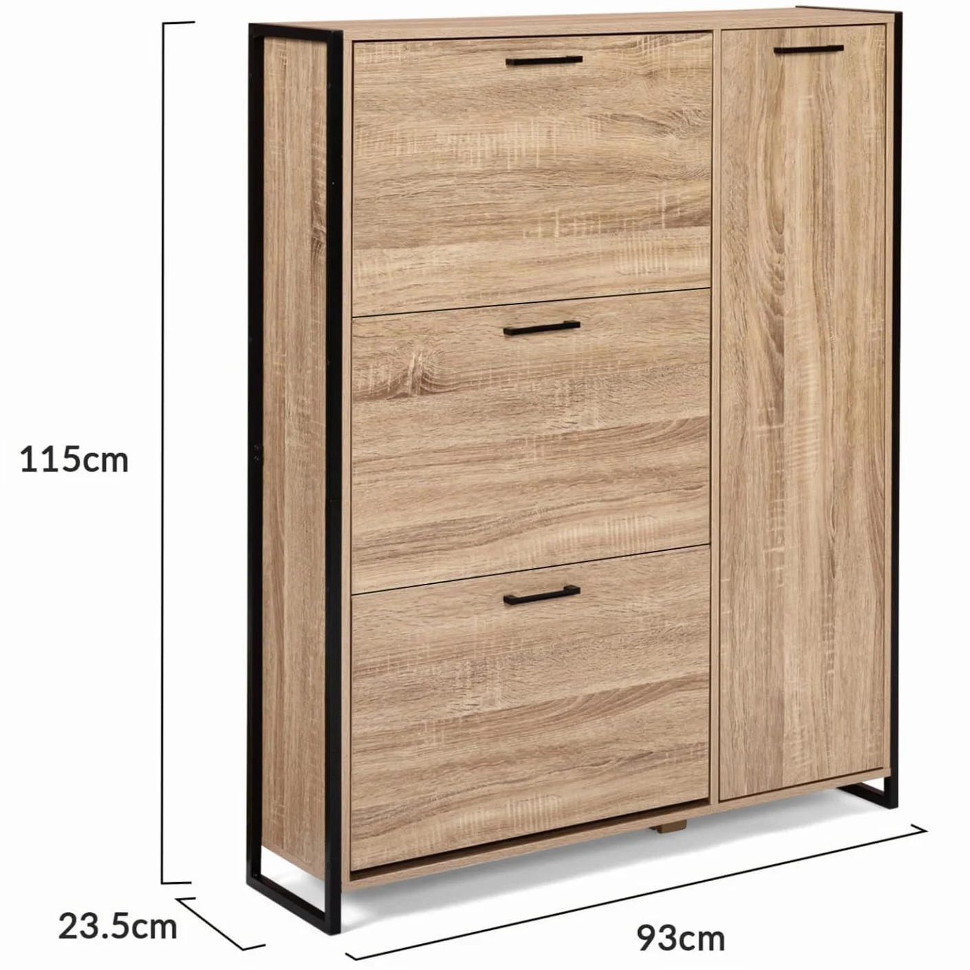 IDMarket Luis Mueble para zapatos 20 pares 4 puertas armario diseño industrial