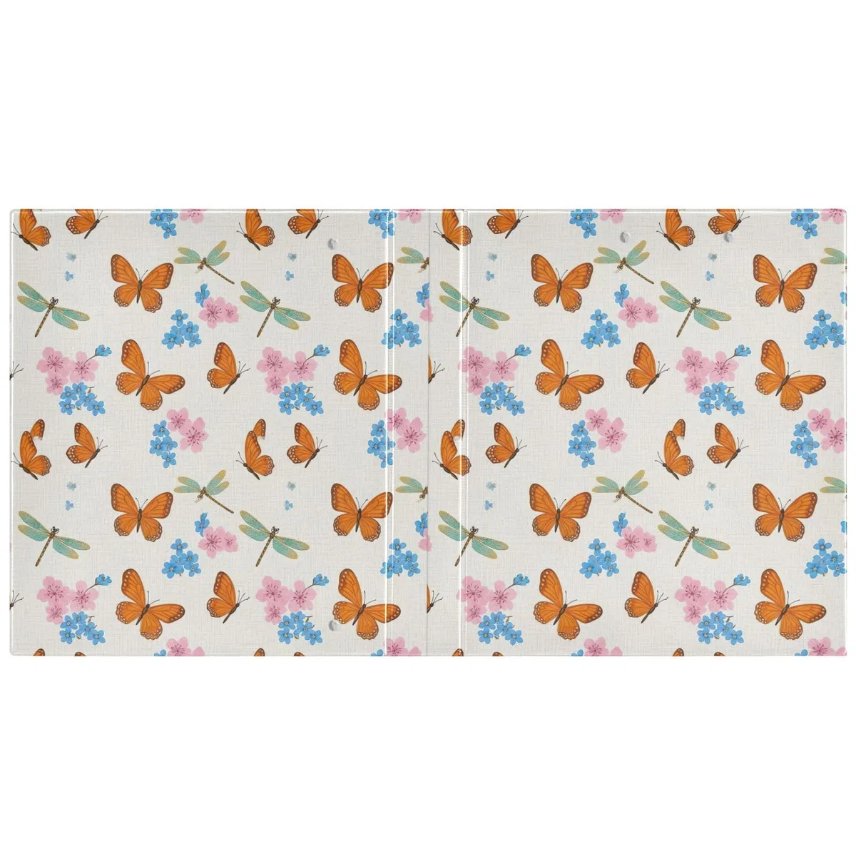 Carpeta de 3 anillas, mariposas naranjas, flores silvestres, carpeta de anillos en D, paquete de 2 | Con portapapeles y bolsillos, para escuela, universidad, oficina