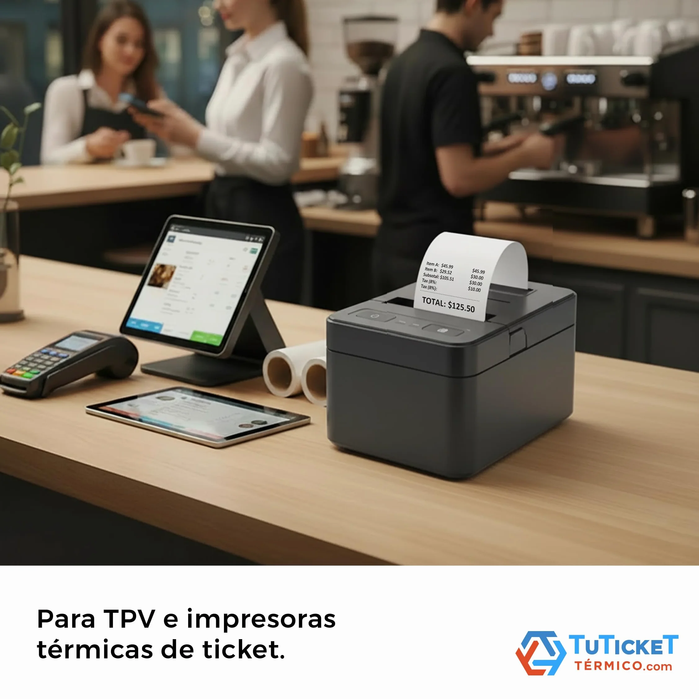 Rollo de Papel Térmico 80x80x12 mm (60 unidades, 10 más de lo habitual) para Impresora Térmica de Ticket, Caja Registradora y demás TPV. Sin Bisphenol A. PEFC. Producto C.E.