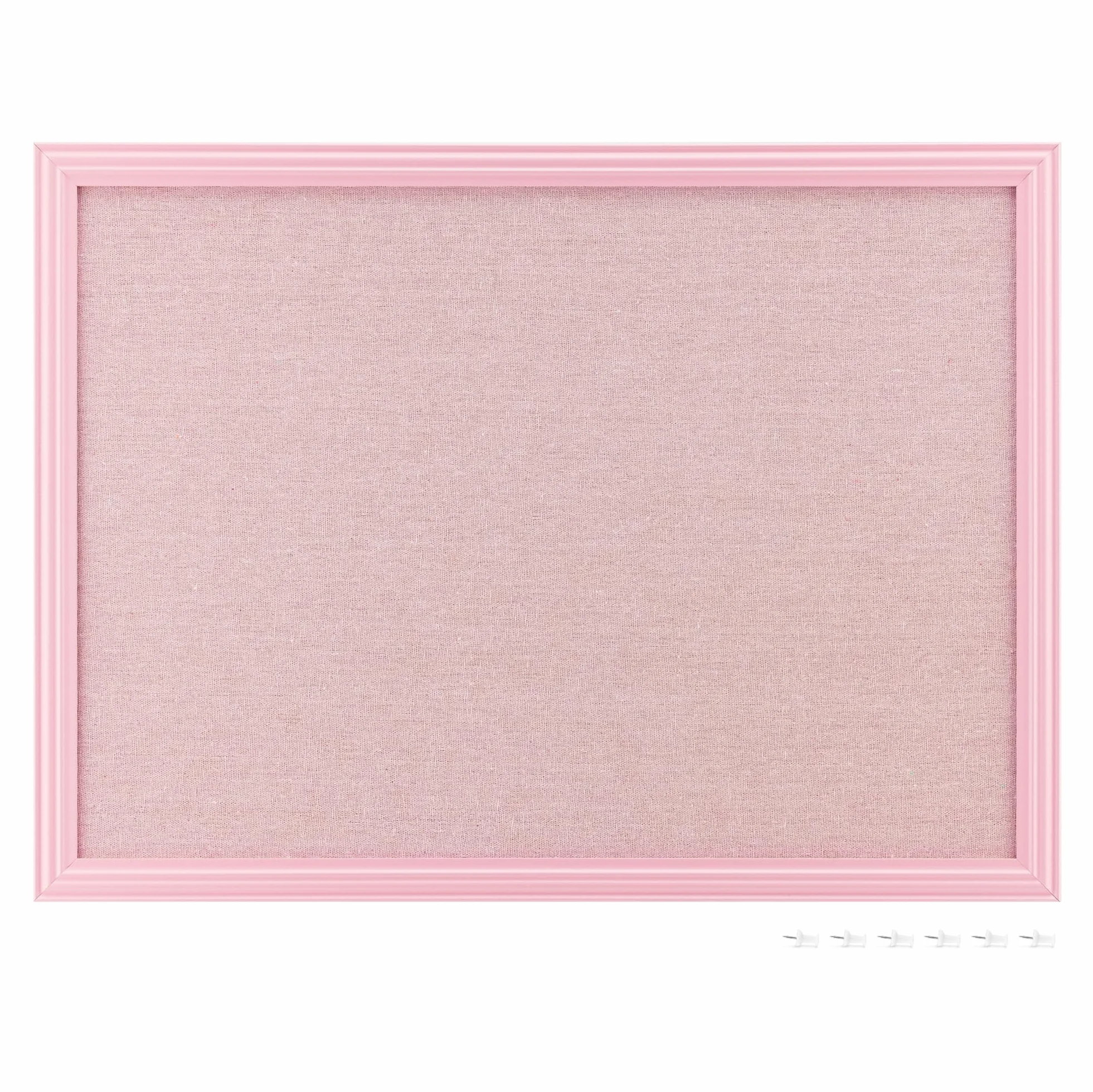 Navaris Tablero colgante rosa para fotos - Cartelera de pared de felpa para colgar joyas y notas - Con 6x chincheta y marco de MDF - 58 x 43 cm