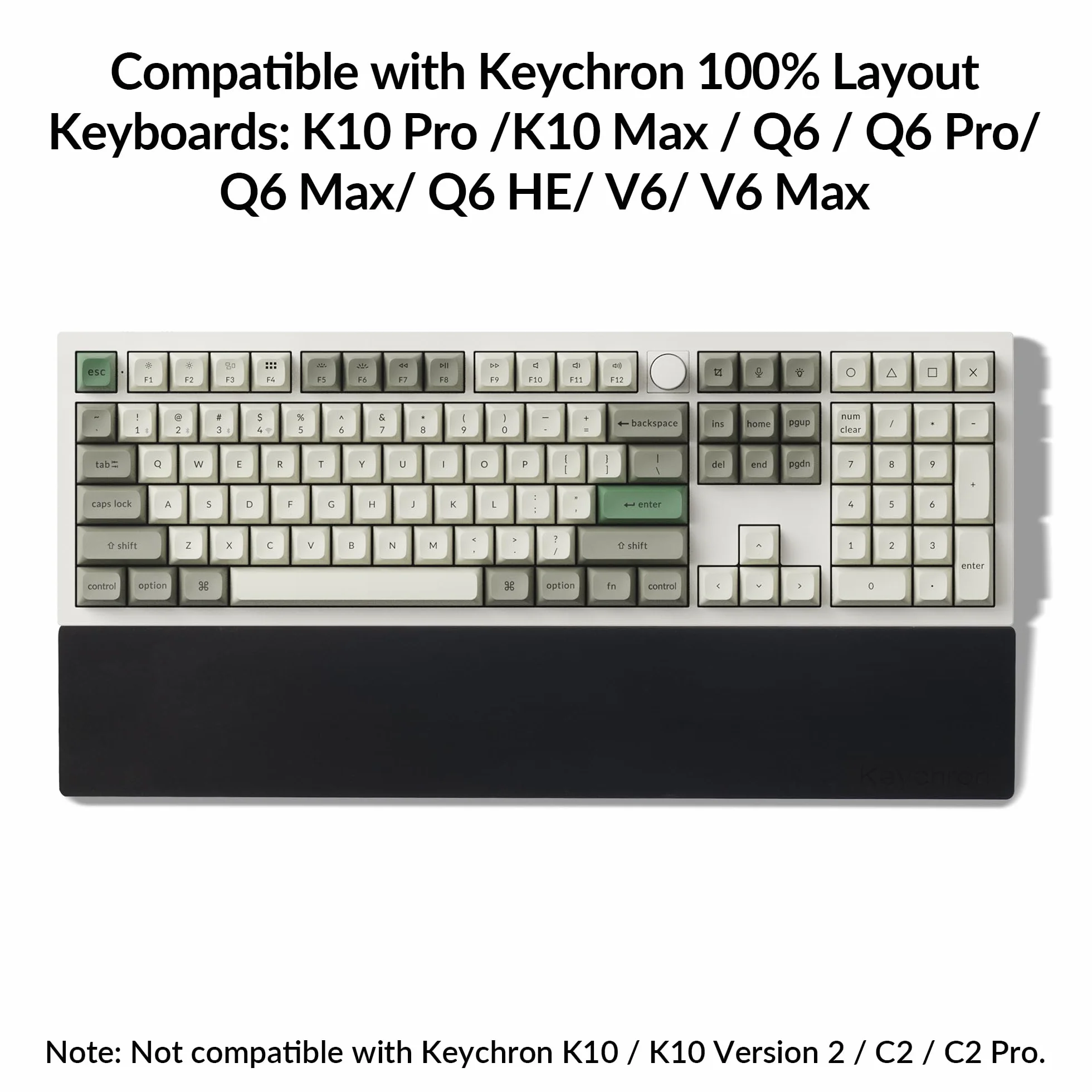 Keychron Reposamanos de silicona para K10 Pro / K10 Max / Q6 / Q6 Pro / V6 - Negro