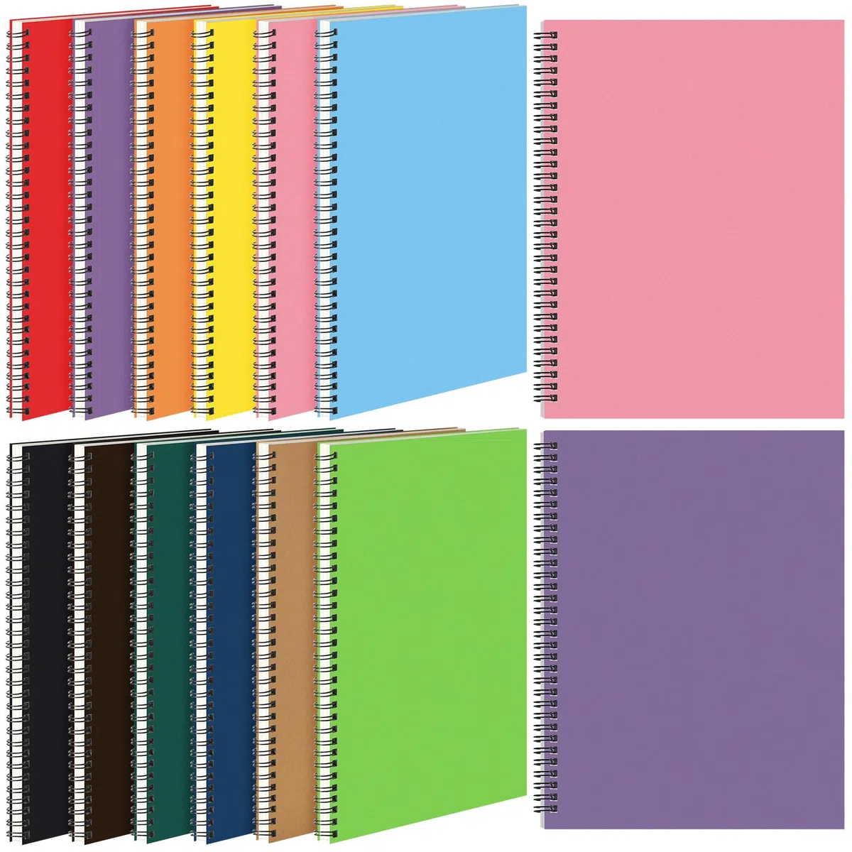 Leelosp 12 cuadernos pequeños en espiral rayados con espiral, cuaderno de rayas universitarias, cubierta de papel kraft, 120 páginas para el trabajo (multicolor, 8.5 x 11 pulgadas)