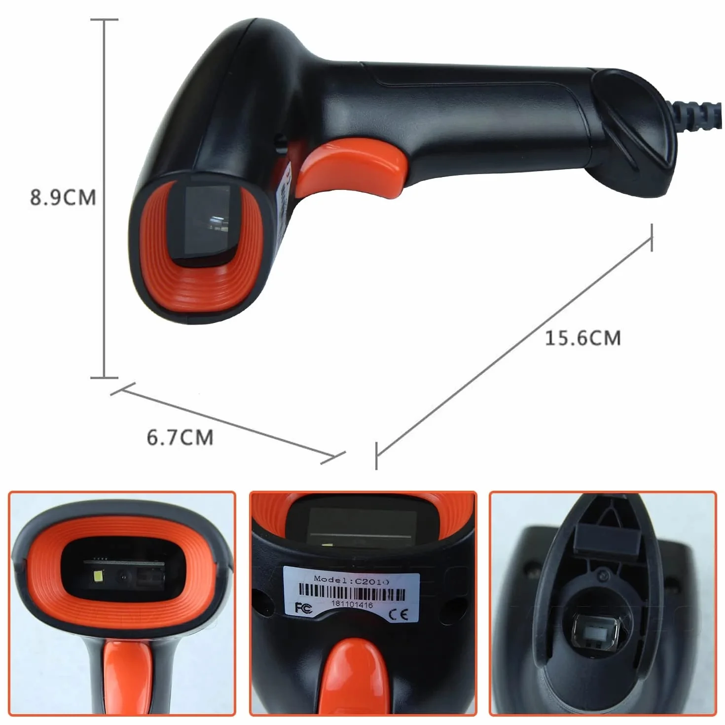 Yanzeo Escáner de código de Barras Inalámbrico 2.4G USB Láser 2D QR POS