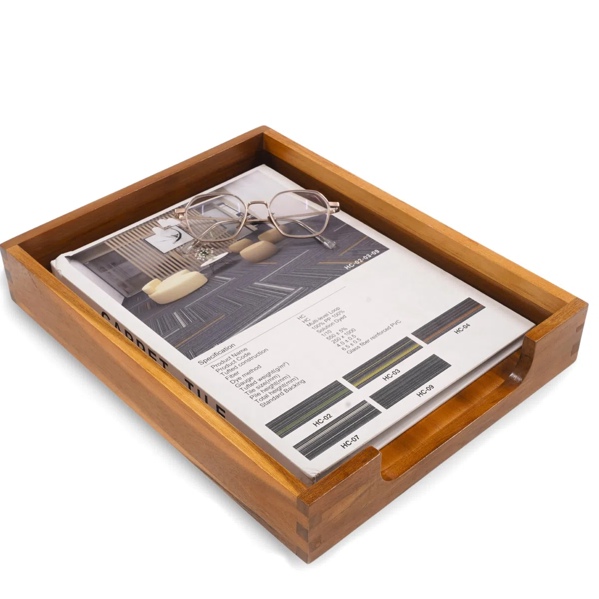 KOLWOVEN Bandeja de madera para cartas, bandeja de documentos de carga para organizador de escritorio de oficina, revistas, archivos, carpetas, soporte de papel, bandeja frontal para archivos de