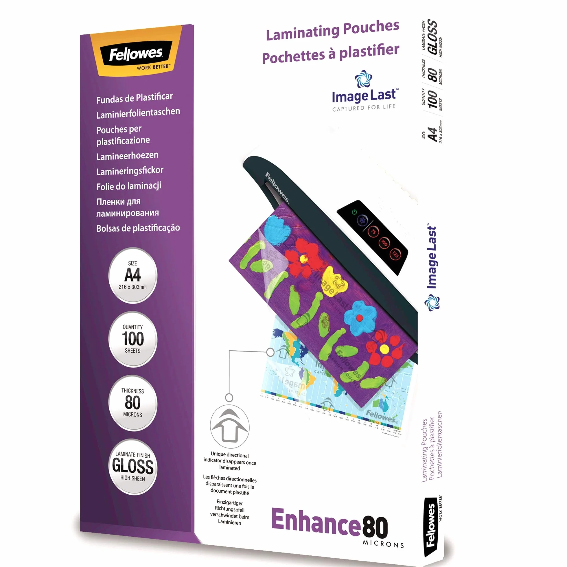 Fellowes Saturn 3i Set con plastificadora y 100 fundas de plastificar, A3 + 53061 Pack de 100 fundas para plastificar, brillo, formato A4, 80 micras