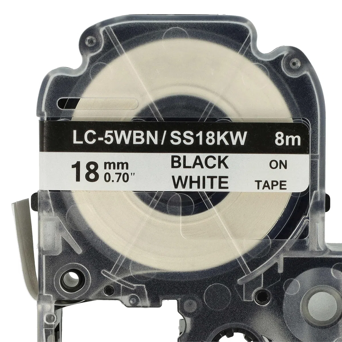 vhbw 50x cinta de escritura compatible con Epson LabelWorks OK900P impresora etiqueta 8m x 18 mm negro a blanco