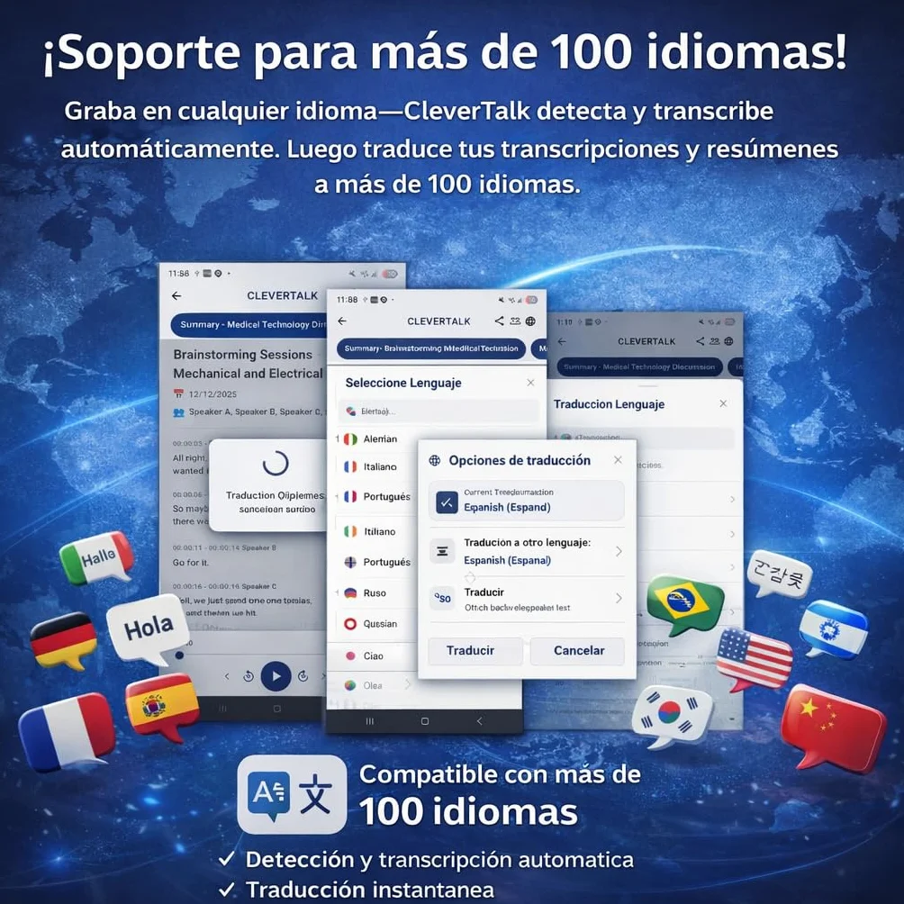 SmartRec Grabadora de Voz IA 128GB Activación por Voz Protección Contraseña Audio HD 1536kbps USB-C