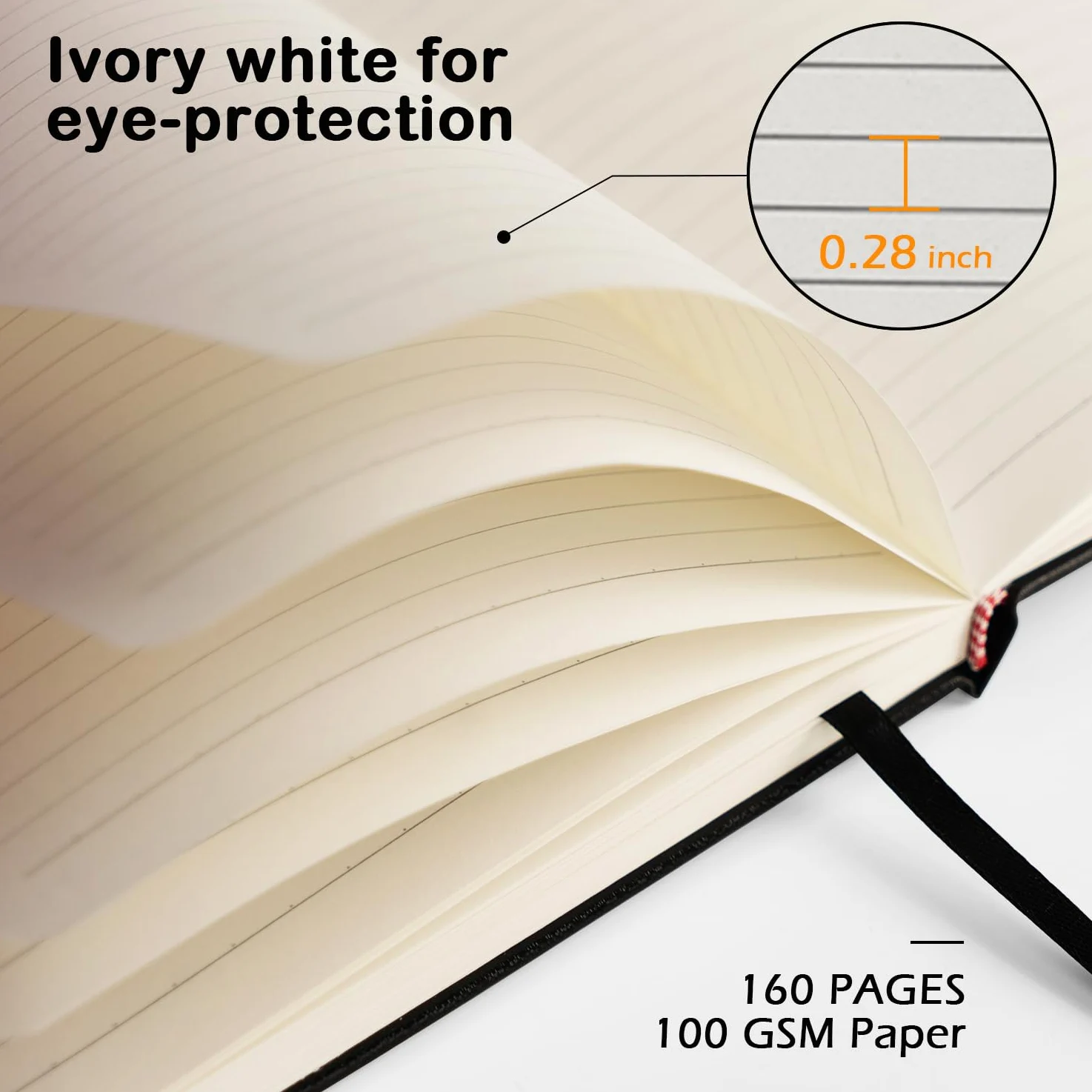 ONAVIA A5 Cuadernos paquete de 8, bloc de notas de 14 cm x 21 cm, Libreta Liso de Tapa Dura con Papel Grueso de 100 g/m², Cuaderno en Blanco de Tapa Dura de 160 Páginas Para Escritura, Estudio (Negro)