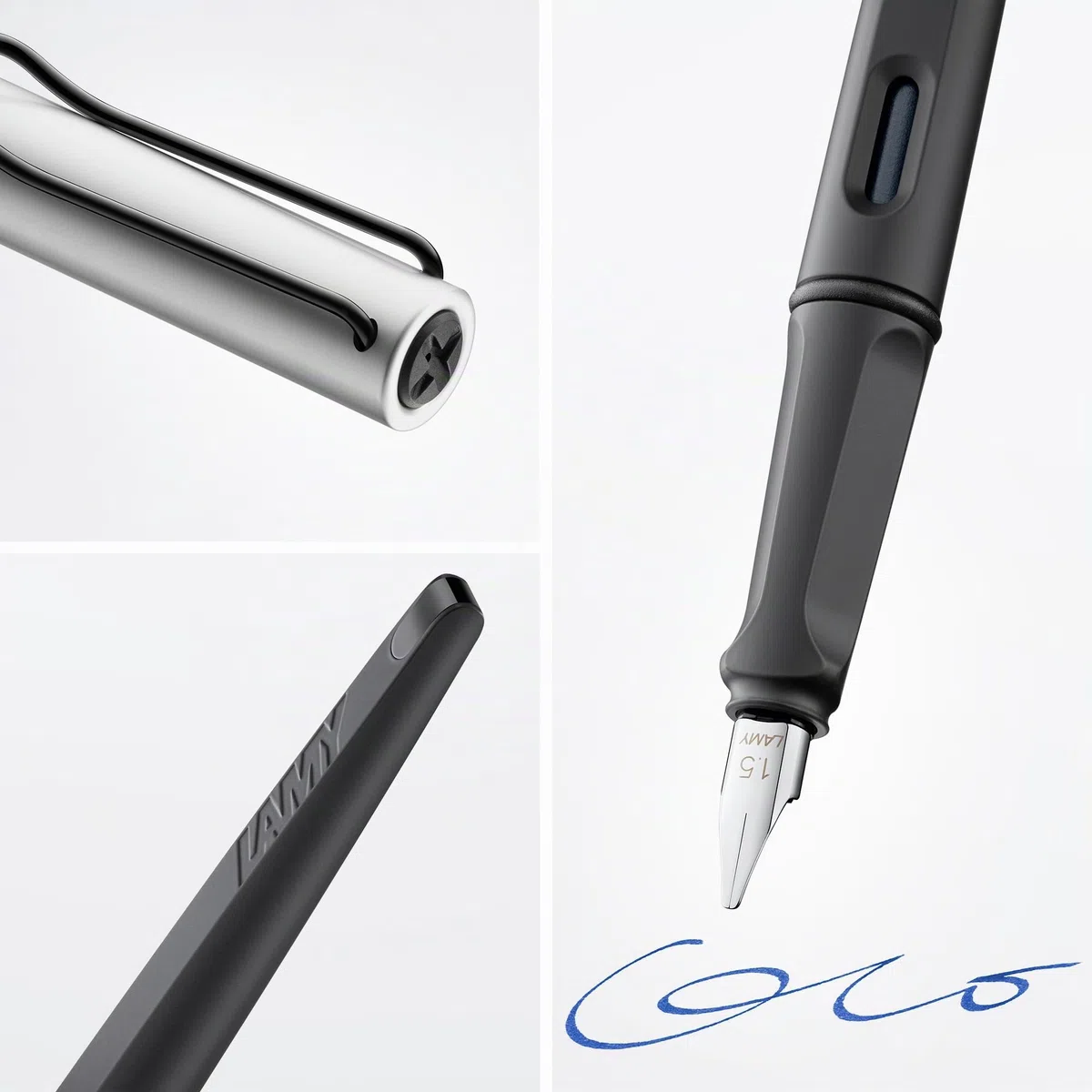 Lamy joy AL pluma caligráfica set- pluma caligráfica con 3 plumines diferentes (1,1/1,5/1,9 mm) - plumín caligráfica con empuñadura ergonómica - 5 cartuchos de tinta T 10 blue incl.