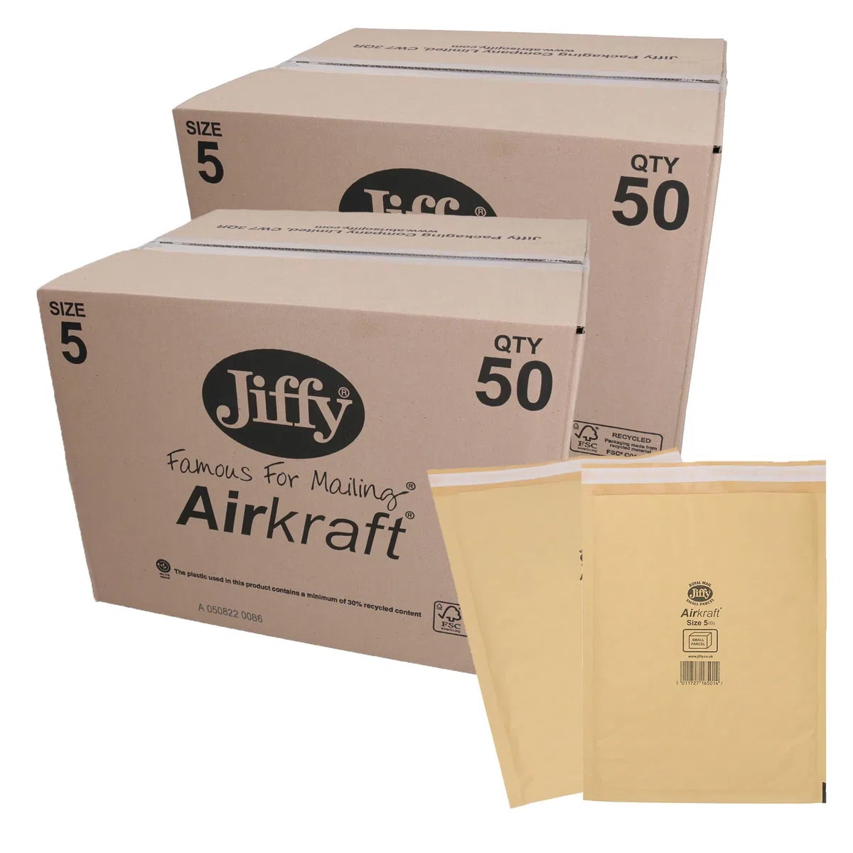 AB Tools Paquete de 100 sobres acolchados con burbujas de Airkraft de oro auténtico, tamaño 5