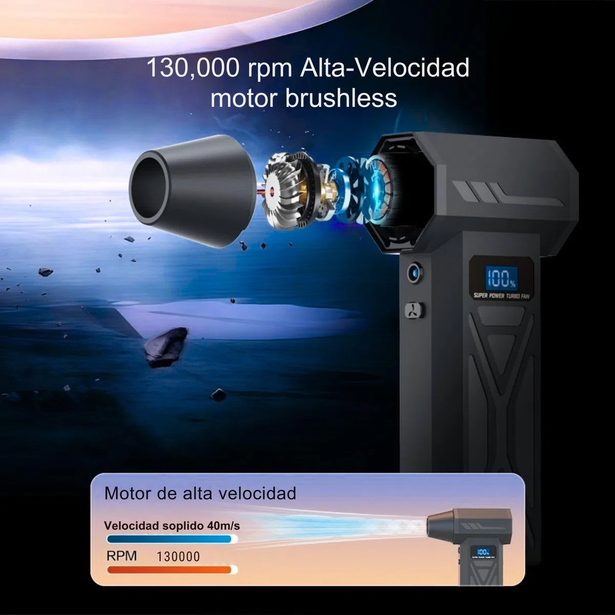 Soplador De Aire Potente Recargable 130.000 rpm Con Linterna, Soplador De Aire Para Pc y Videoconsolas con accesorios de limpieza, Aire Comprimido Limpieza Pc y Coche, Oficina, Hogar Y Viajes 2026