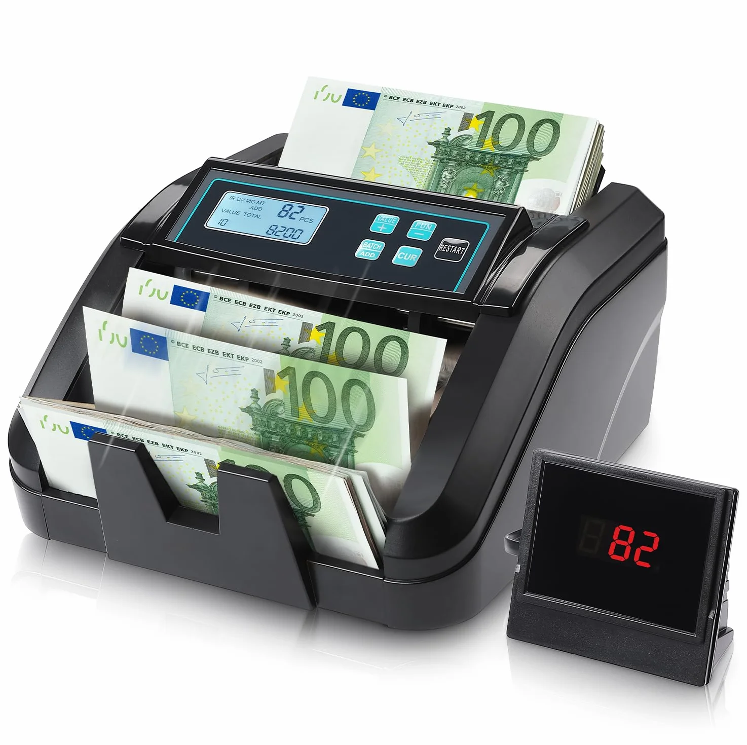 MUNBYN IMC51 Contadora de Billetes UV MG IR MT 1100 Billetes/min Pantalla LCD
