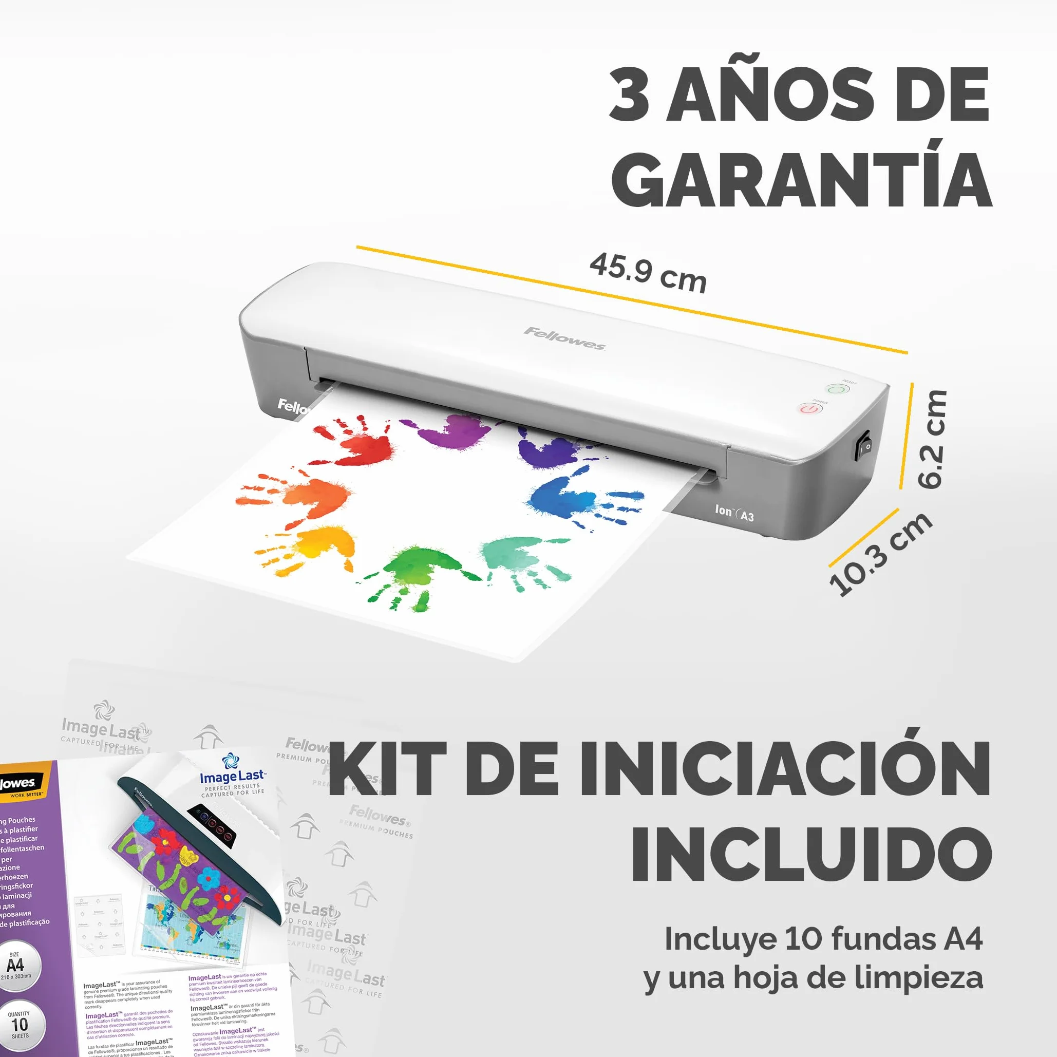 Fellowes Ion A3 Plastificadora de documentos 80-125 micras apagado automático blanco