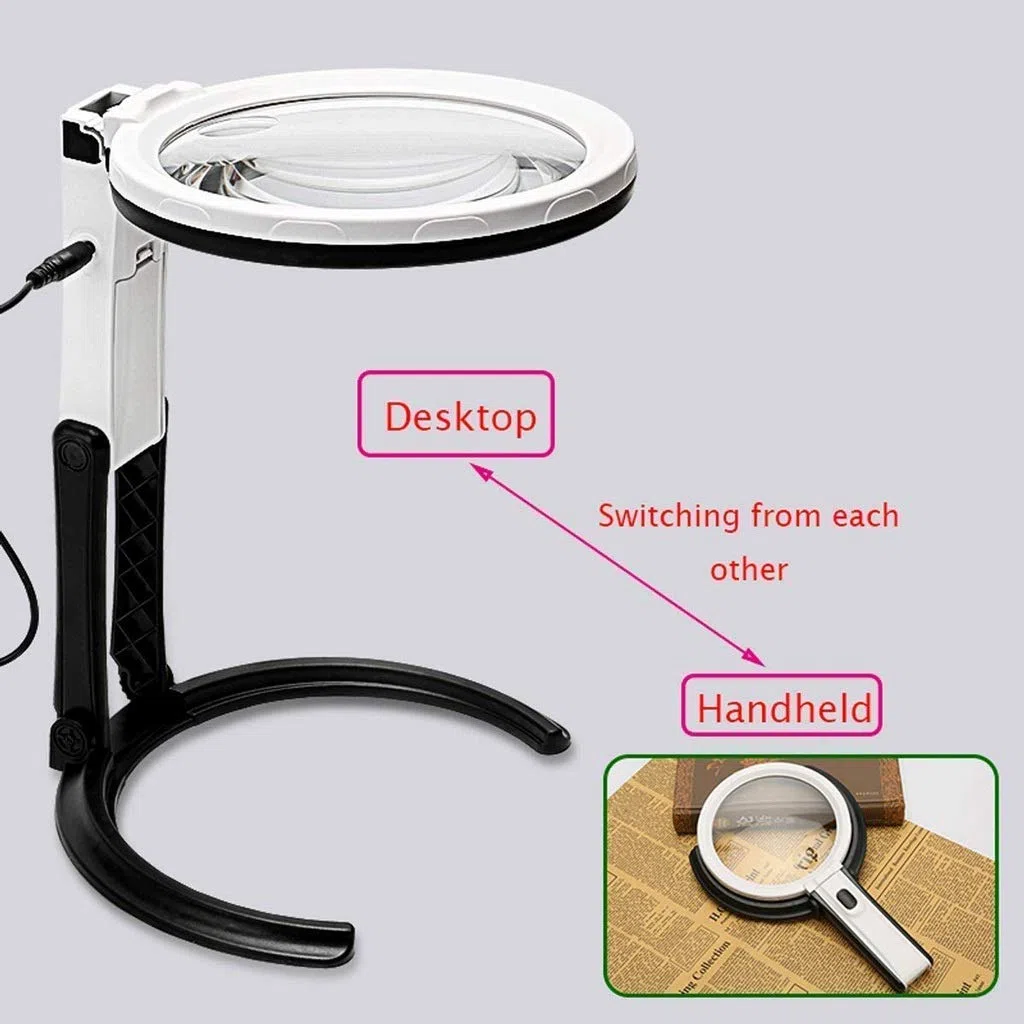 Lupa de mano, con luz LED, plegable, con lupa iluminada