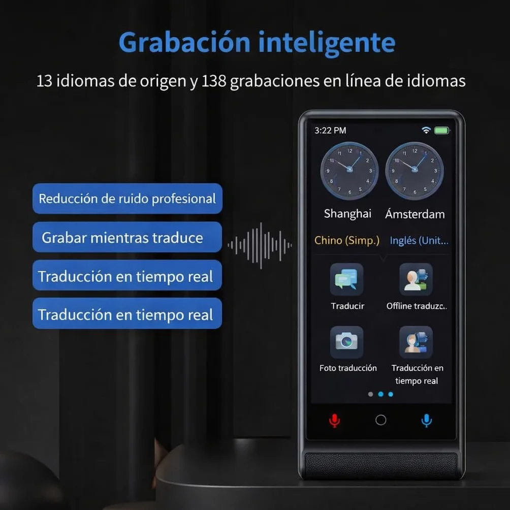California, Traductor de Idiomas Instantáneo de Voz 2026, Traductor Simultáneo Sin WiFi, Pantalla Táctil 4 Pulgadas, Aleación de Aluminio, 142 Idiomas Online 22 Offline, Traductor Portátil