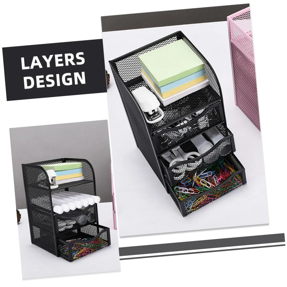 Gatuida Organizador de Escritorio Cajones Metálicos Caja Organizadora Pequeña para Suministros de Oficina y Almacenamiento Compacto para y Accesorios
