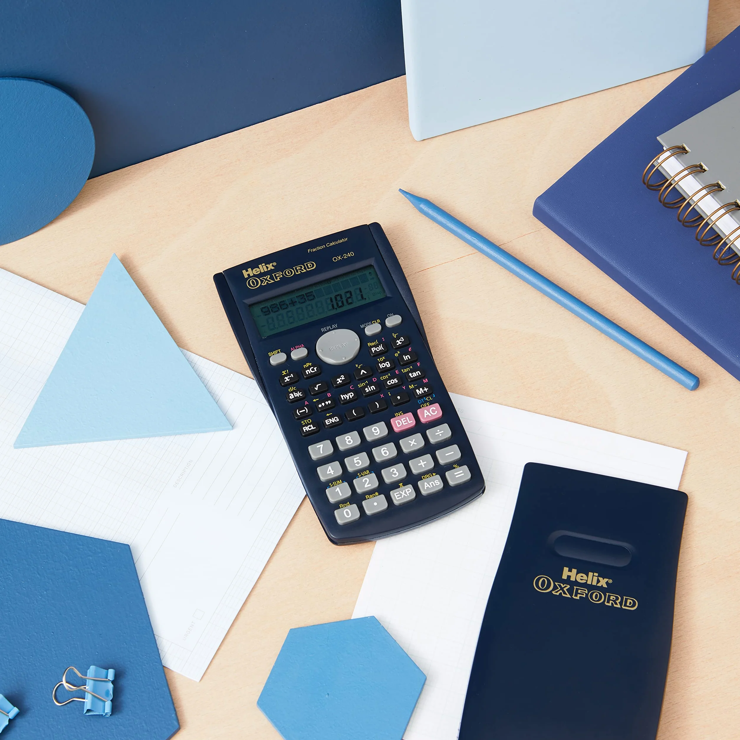 Helix Oxford RC2072 - Calculadora científica (240 funciones), color azul oscuro