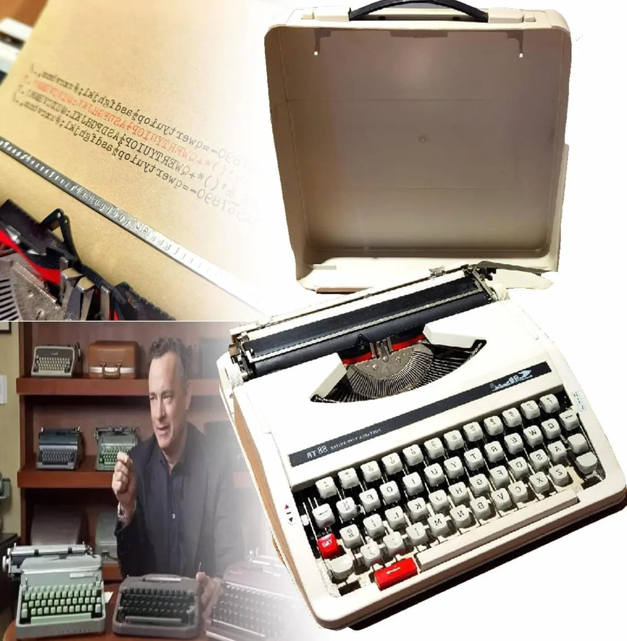 Generic Máquina de escribir manual vintage con estuche, portátil para escritura a mano clara, botones flexibles, máquina de escribir vintage tradicional, escritura a mano transparente portátil