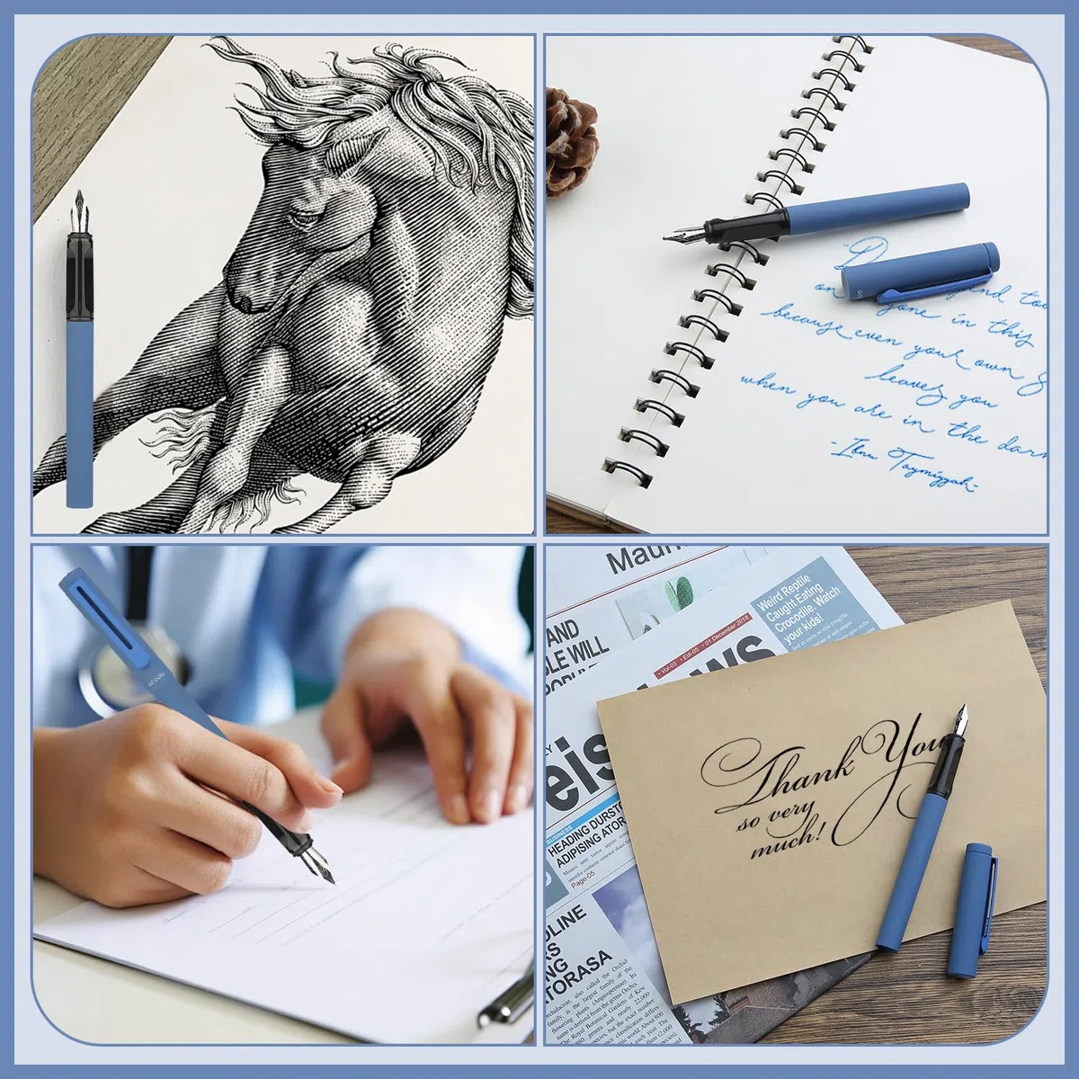 8 plumas estilográficas de caligrafía con diferentes plumines, 66 cartuchos de tinta (14 colores) - Escritura, dibujo, ejercicios de caligrafía para principiantes