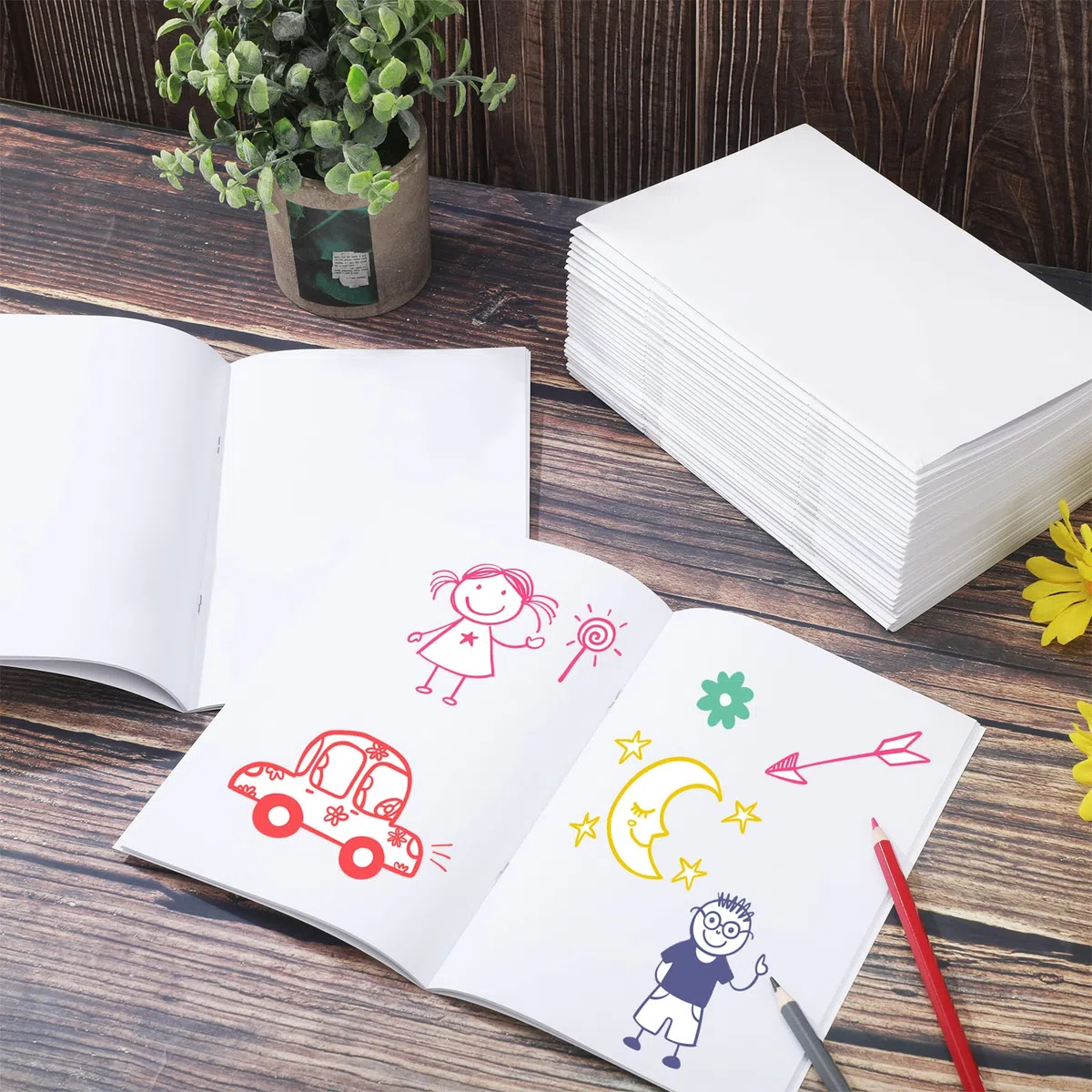 Libros blancos en blanco para que los niños escriban historias, cuaderno de bocetos sin forro, cuaderno blanco de 5.5 x 8.5 pulgadas, escribe tu propio libro para niños, diario a granel, arte,