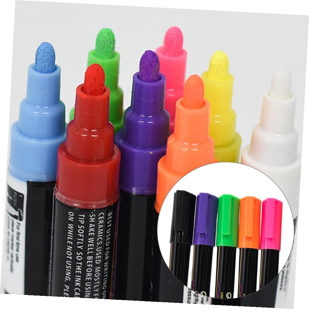 MAGICLULU Rotulador Fluorescente para Pizarra Líquida, 12 Piezas Borrables | Plástico y Tinta Líquida, Compatible Tablero LED Fluorescente, Uso en Cumpleaños y Navidad