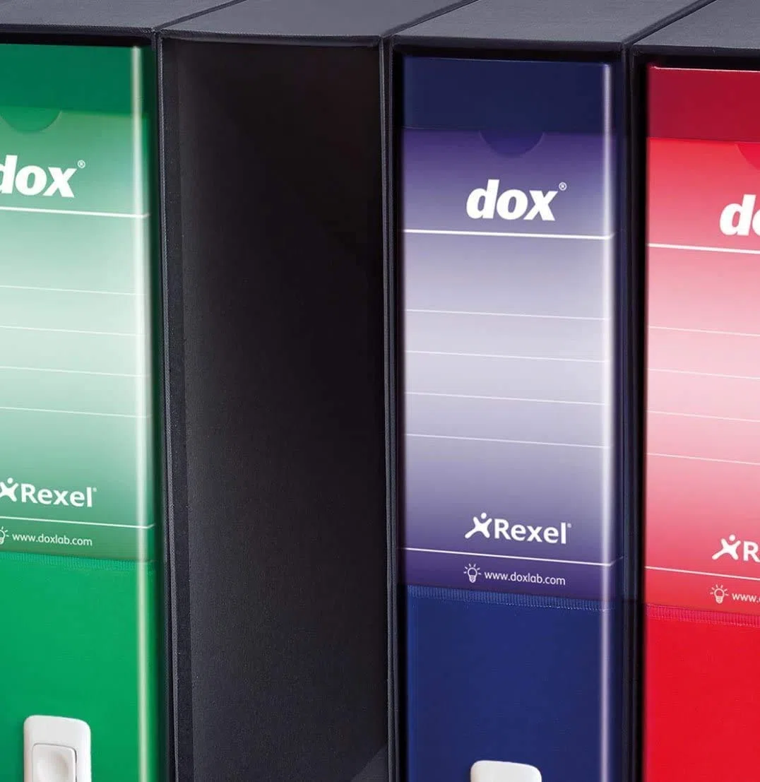 Rexel Esselte Dox 10 - Archivador de anillas con palanca (formato A3), color azul
