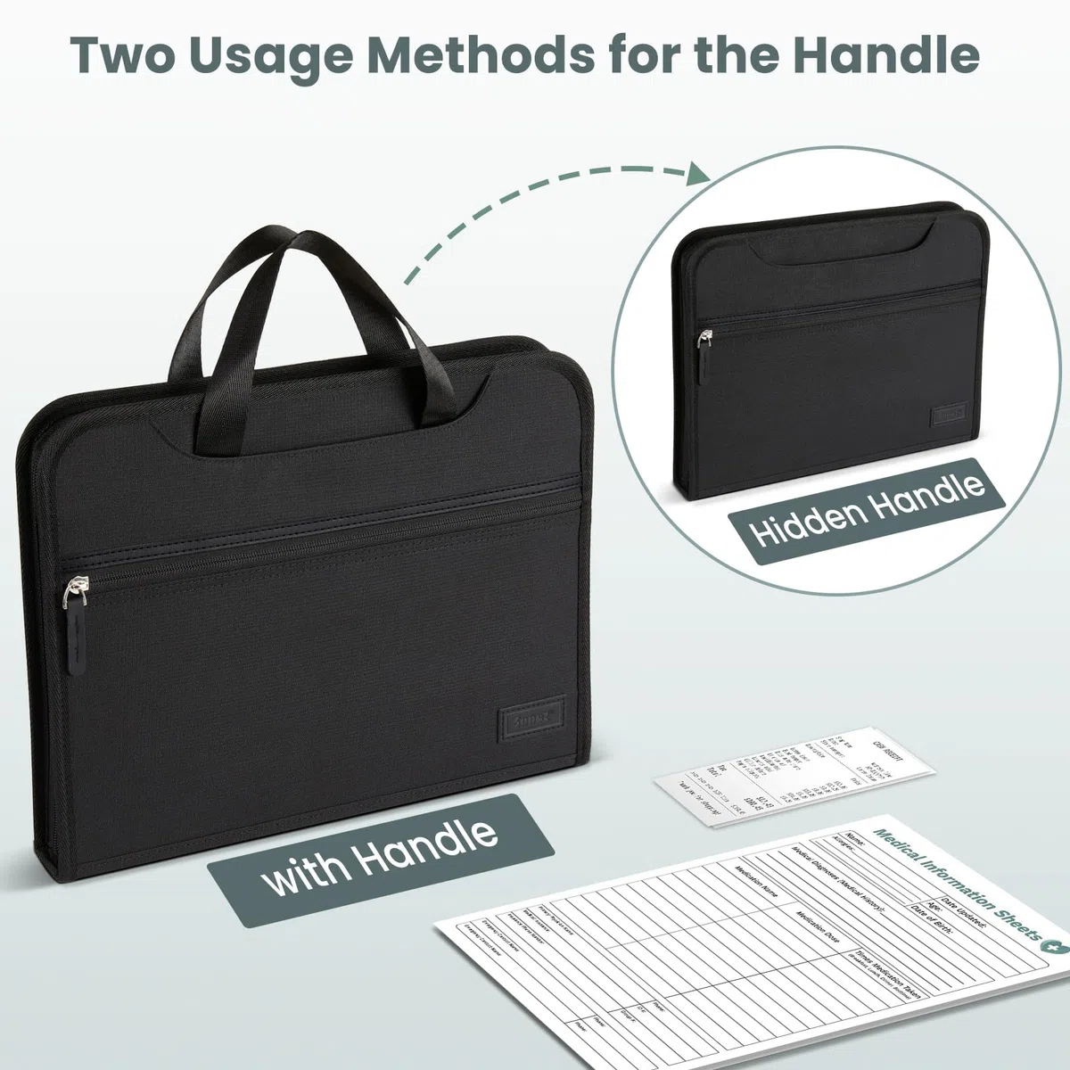 Sooez Organizador de archivos de acordeón resistente con asa, carpeta de archivos expandible de 13 bolsillos, organizador de documentos importante para facturas de papel, recibos de impuestos,
