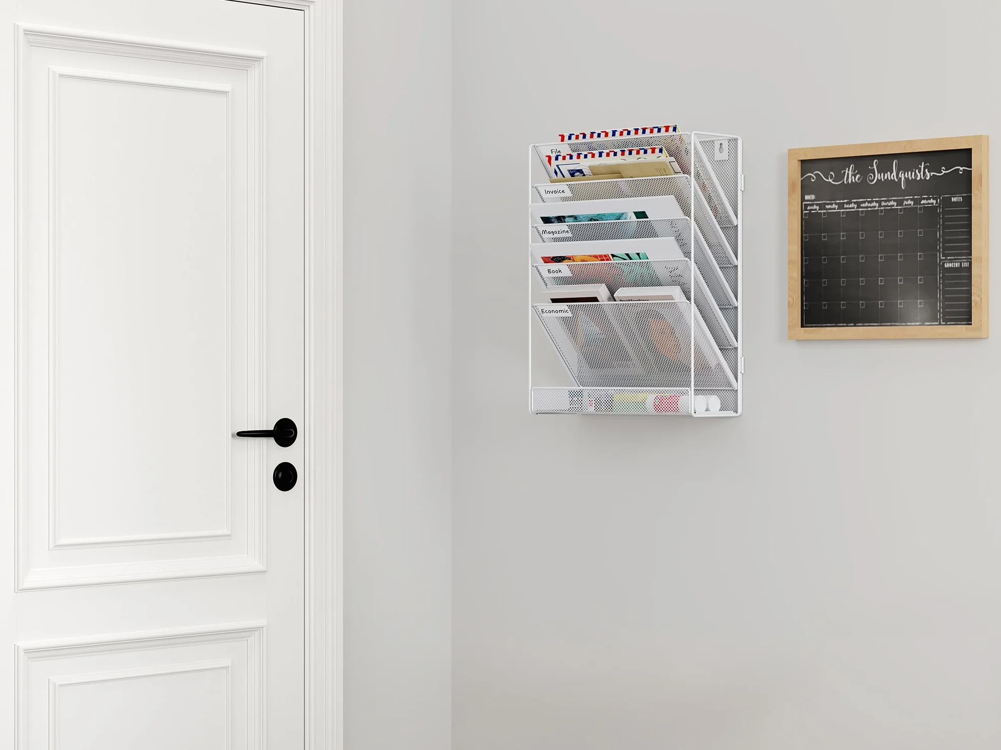 EasyPAG Soporte Documentos Pared A4 6 Compartimentos Metal Organizador Archivador Blanco