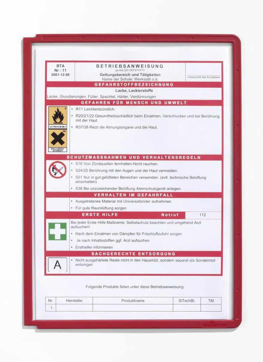 Durable 560603 Panel de visualización Panel Sherpa A4, PP, rojo, paquete de 5