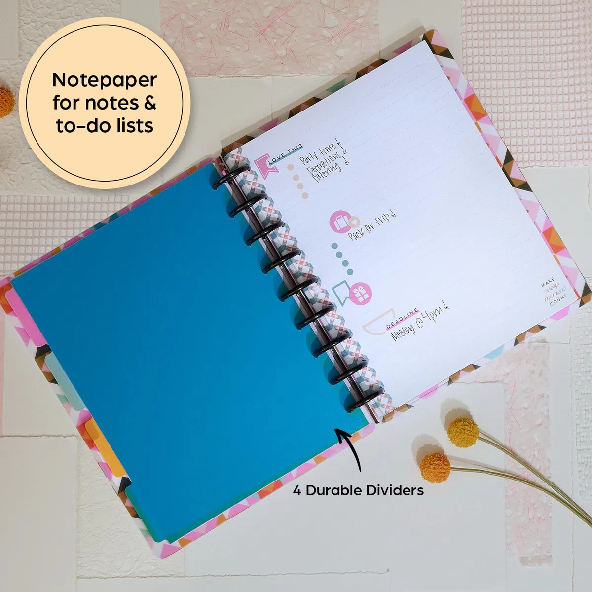 Happy Planner - Planificador mensual sin fecha + notas, planificador mensual, planificador de 12 meses, tema casero, tamaño clásico, 95 páginas, 4 divisores, 12 hojas de calcomanías para planificador,