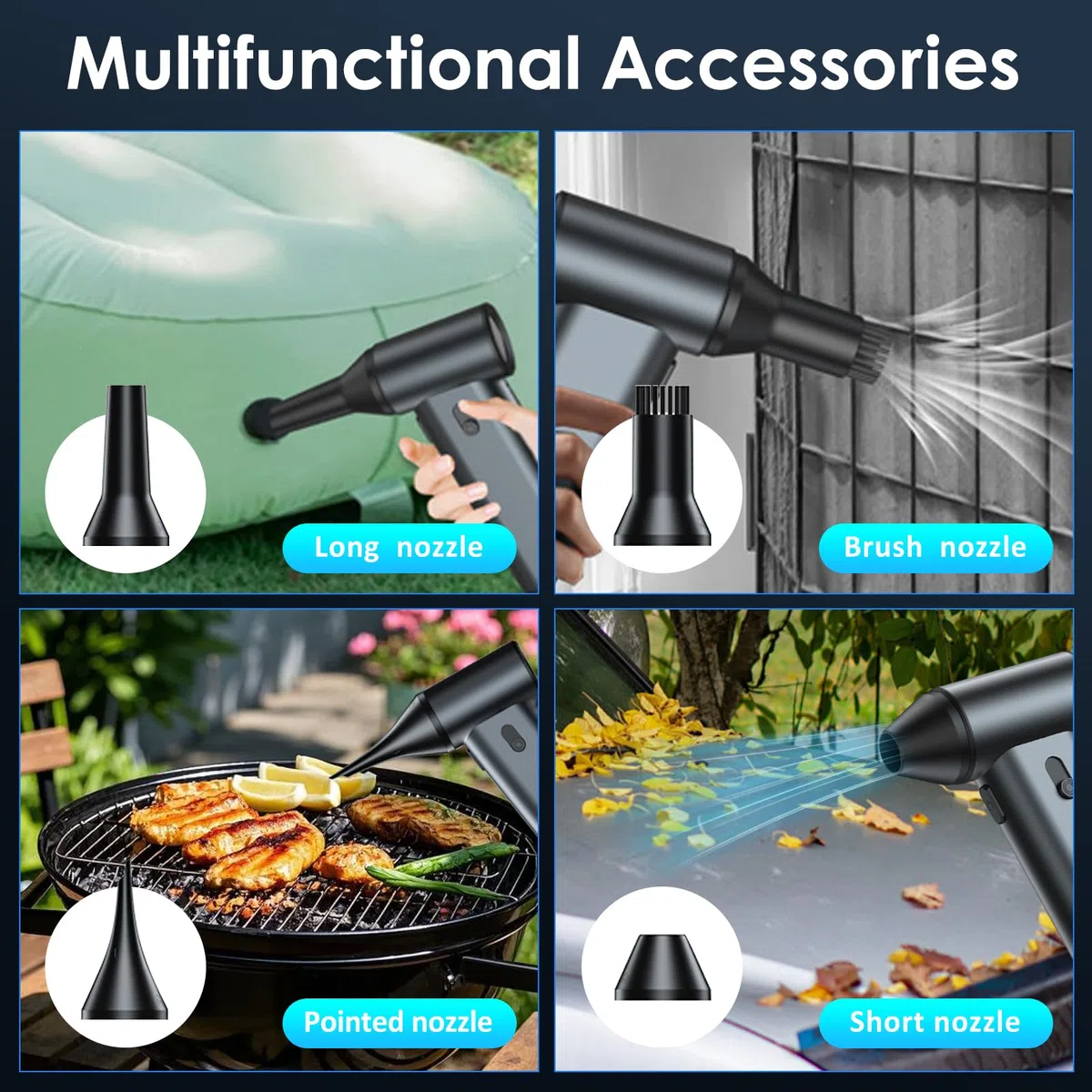 Journeyside Aire Comprimido Soplador,110.000 RPM Soplador de Polvo Eléctrico con Indicador Carga, Recargable Plumero Electrico, Protección Contra Sobretemperatura, Adecuado Portátiles, Coche,Teclados