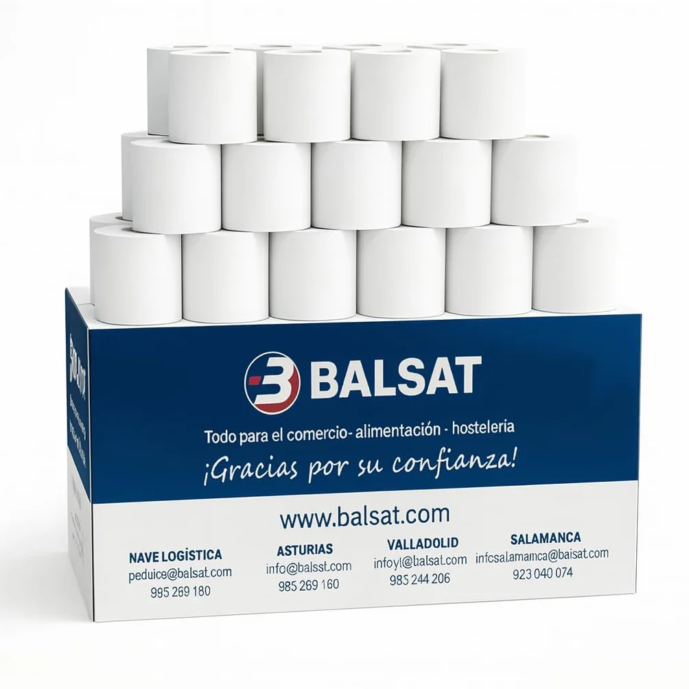 BALSAT 80 Rollos Papel Térmico 80x60 para TPV | Rollo Ticket 80x60 Termico Calidad Superior | Rollos Térmicos 80x60 | Para Impresoras TPV, Cajas Registradoras, Tickets y Recibos