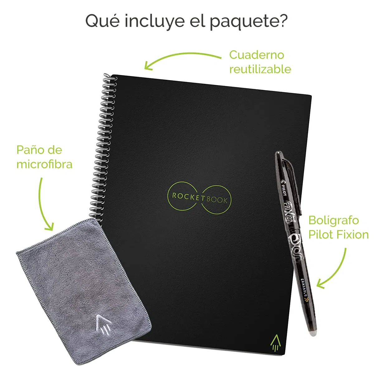 Rocketbook Lined Cuaderno Inteligente - Reutilizable Digital Libreta A5, Bloc De Notas De Hojas Rayadas Planificador Semanal, Gadgets Tecnologicos Frixion Pilot Borrable y Paño de Microfibra Incluido