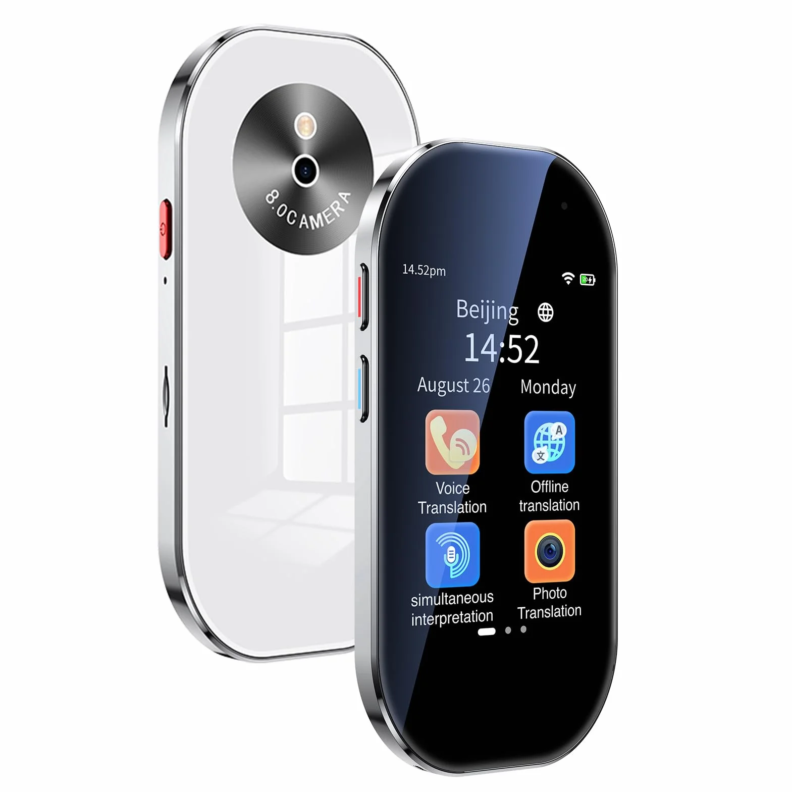 Bisofice D6 Traductor de Idiomas, con Salida de Voz, ChatGpt AI, 144 Idiomas en línea / 19 Fuera de línea, Wi-Fi/Punto de Acceso, traducción de Fotos, Ideal para Viajes, Aprendizaje y Negocios