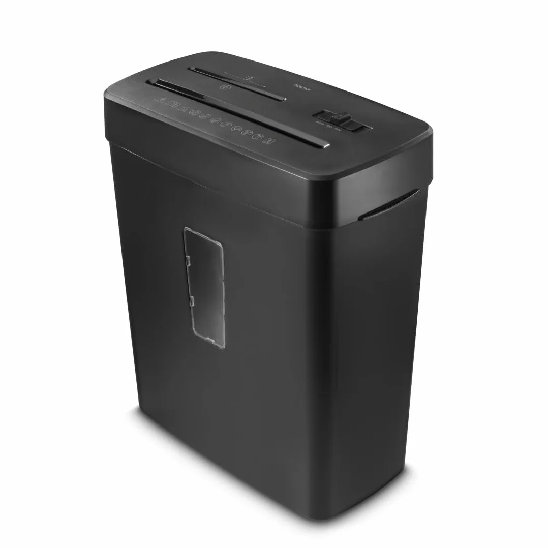 Hama |Trituradora Papel Nivel Seguridad E-2,O-1,P-5,T-2, Negro | Destructora Papel, 31x16,4x38cm, Niv Ruido: 68db, Velocidad: 2,5m/min, 15mm Corte, 5 Hojas A4, Tarjetas crédito, Grapas