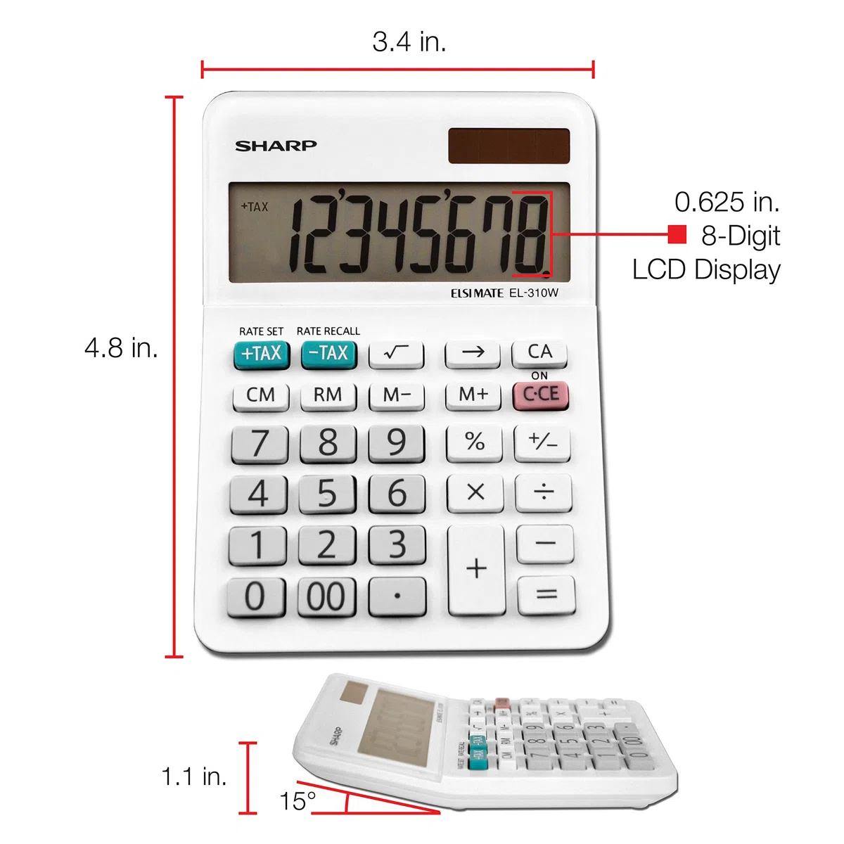 Sharp EL-310WB Calculator, White 3.125