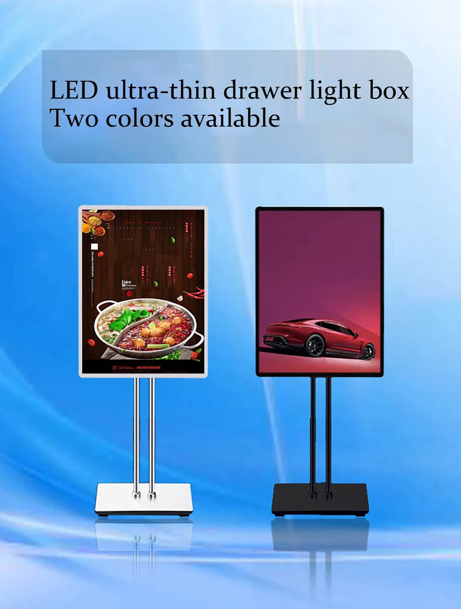 Soporte para carteles con marco para carteles, caja de luz LED para suelo, cartelera, marco para carteles LED, estante publicitario, tableros de señalización de menú LED, tablero de menú (marco plat