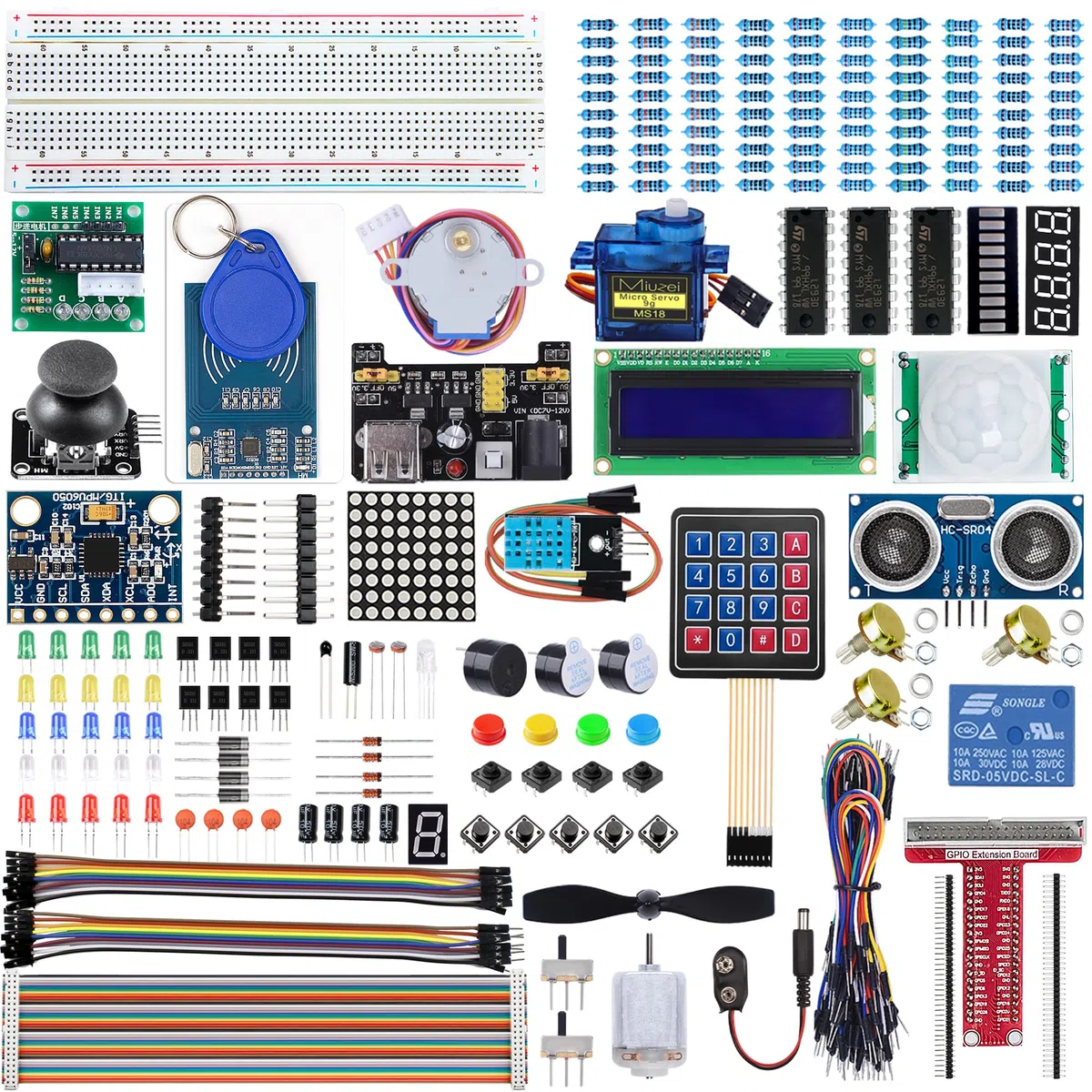 Miuzei Starter Kit Compatible con Arduino-Electrónica Kit con Protoboard con 58 Lecciones, 235 Componentes LC Display, Plug-in Board, Sensores, Relés, GPIO Extensión, Compatible con Raspberry Pi Curso