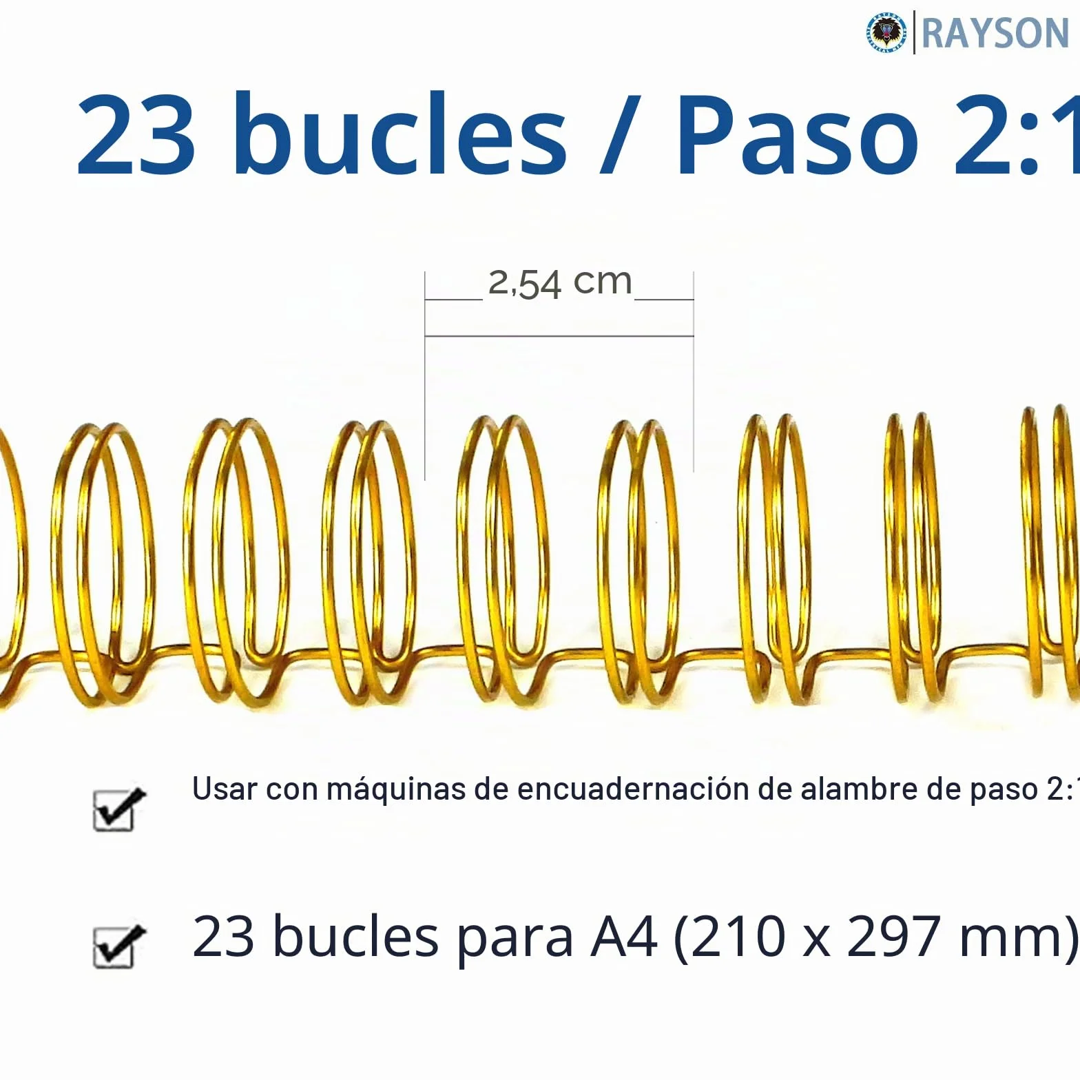 RAYSON Espinas de encuadernación de alambre, paso 2:1, 25,4 mm, capacidad de encuadernación de 170 hojas, 23 bucles, A4, multicolor, paquete de 50