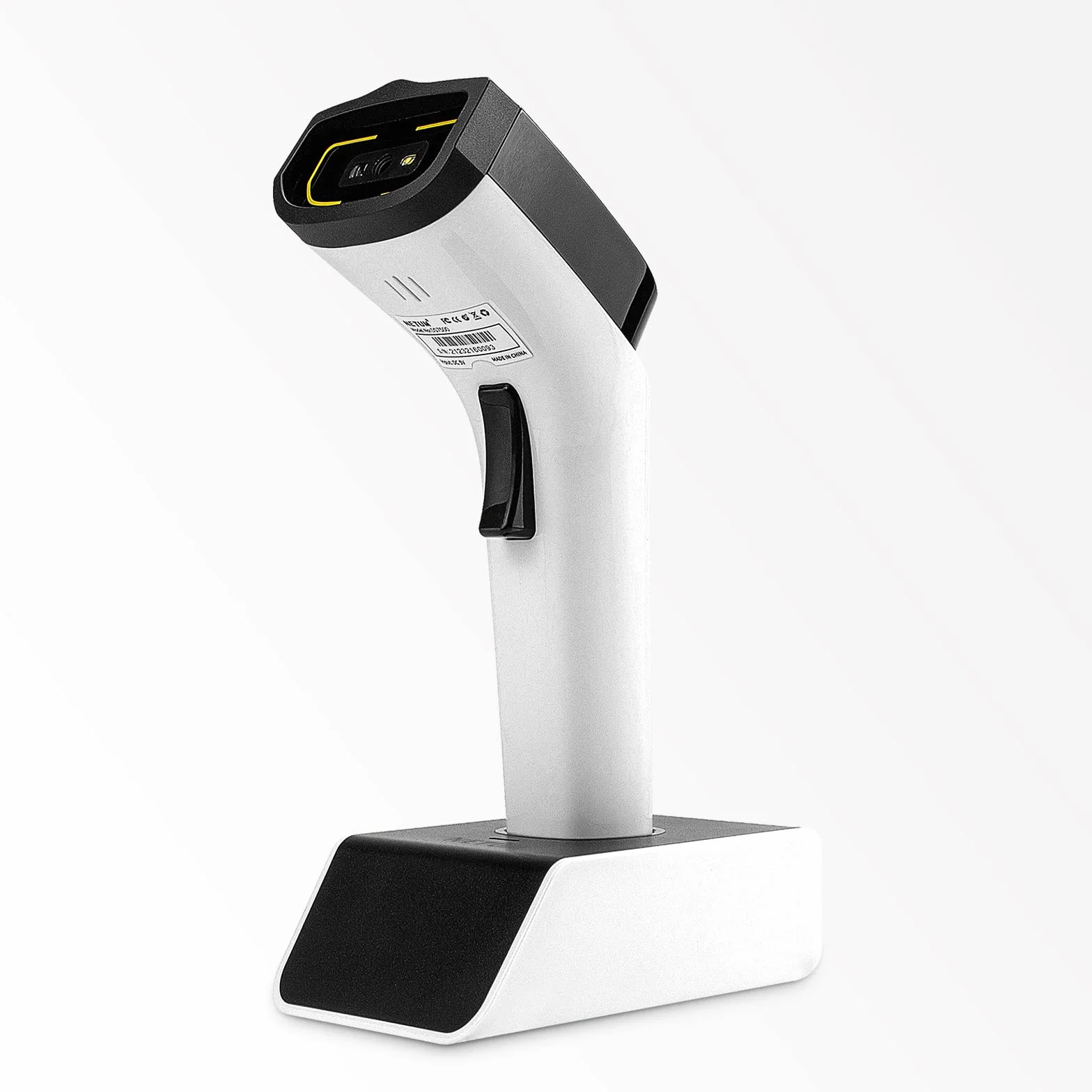 NETUM Escáner de Código de Barras Inalámbrico Bluetooth con Base de Carga Pistola de Escaneo de Detección Automática Funciona con Mac OS, Windows, iOS, Android - DS7500 (Blanco) | Con base de carga y memoria integrada, escaneo automático, rápido y preciso