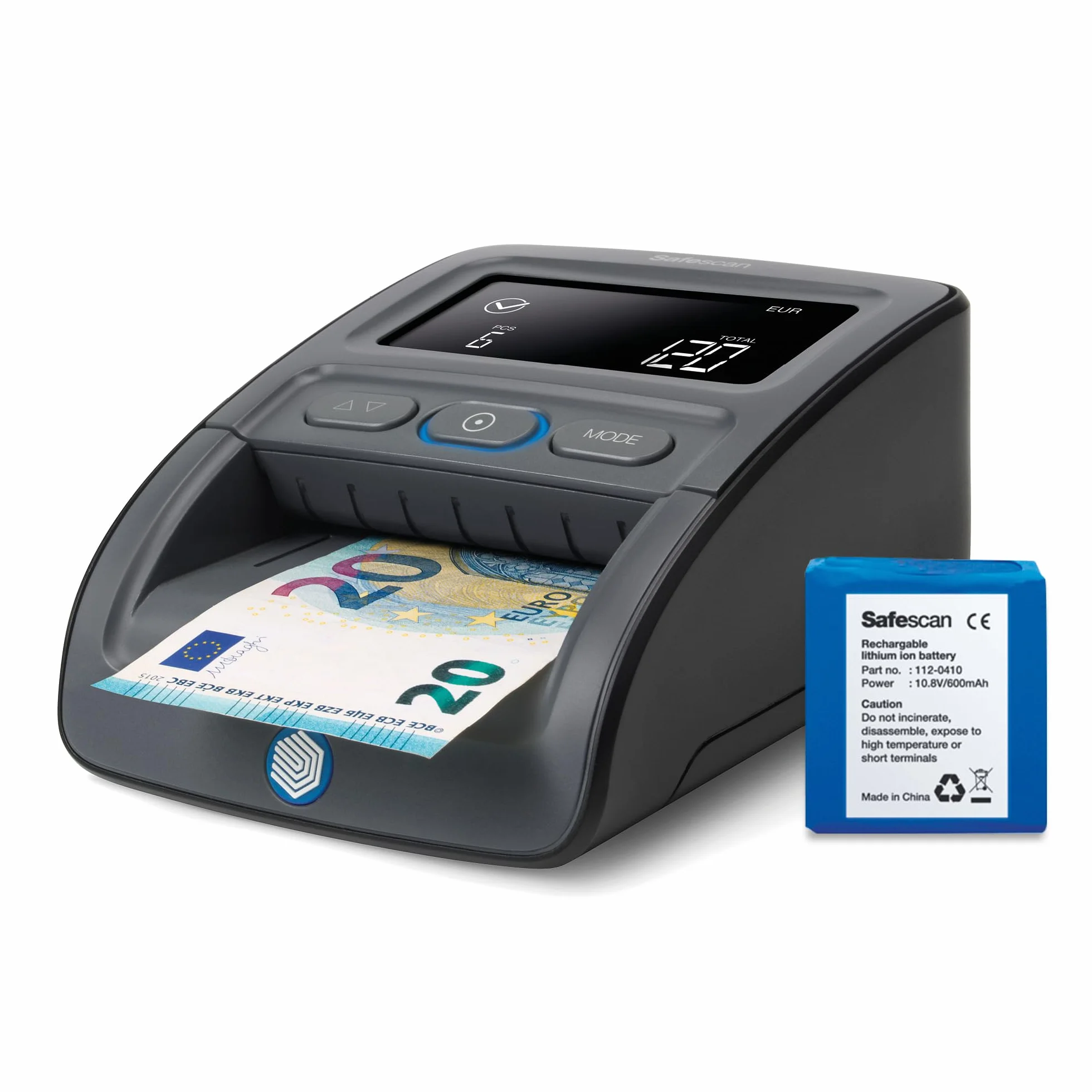 Safescan Detector de billetes falsos automático y portátil 155-SX para verificar rápidamente los billetes-Detector de billetes falsos con 7 puntos de detección -Detector de billetes falsos 100% fiable