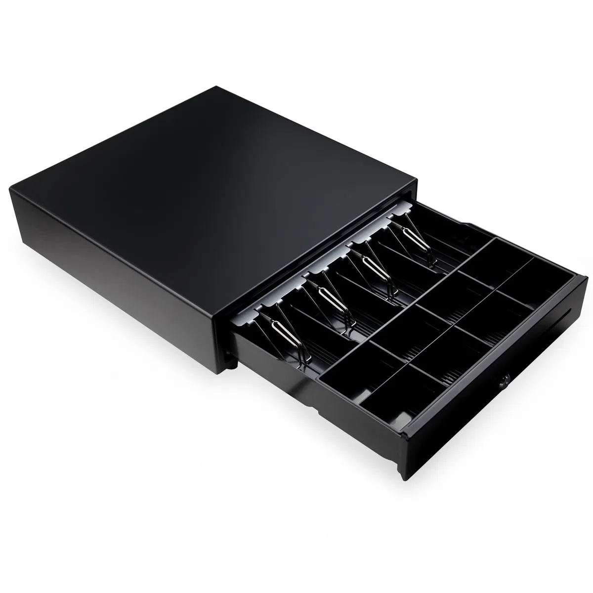 HONEY BEAR Cajón registrador para impresora térmica de recibos de sistema POS, con interfaz RJ11 de 12 V, bandeja para 4 billetes y 8 monedas, color negro